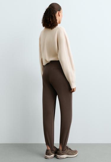 Slim-fit stirrup trousers with cotton — BROWN 5