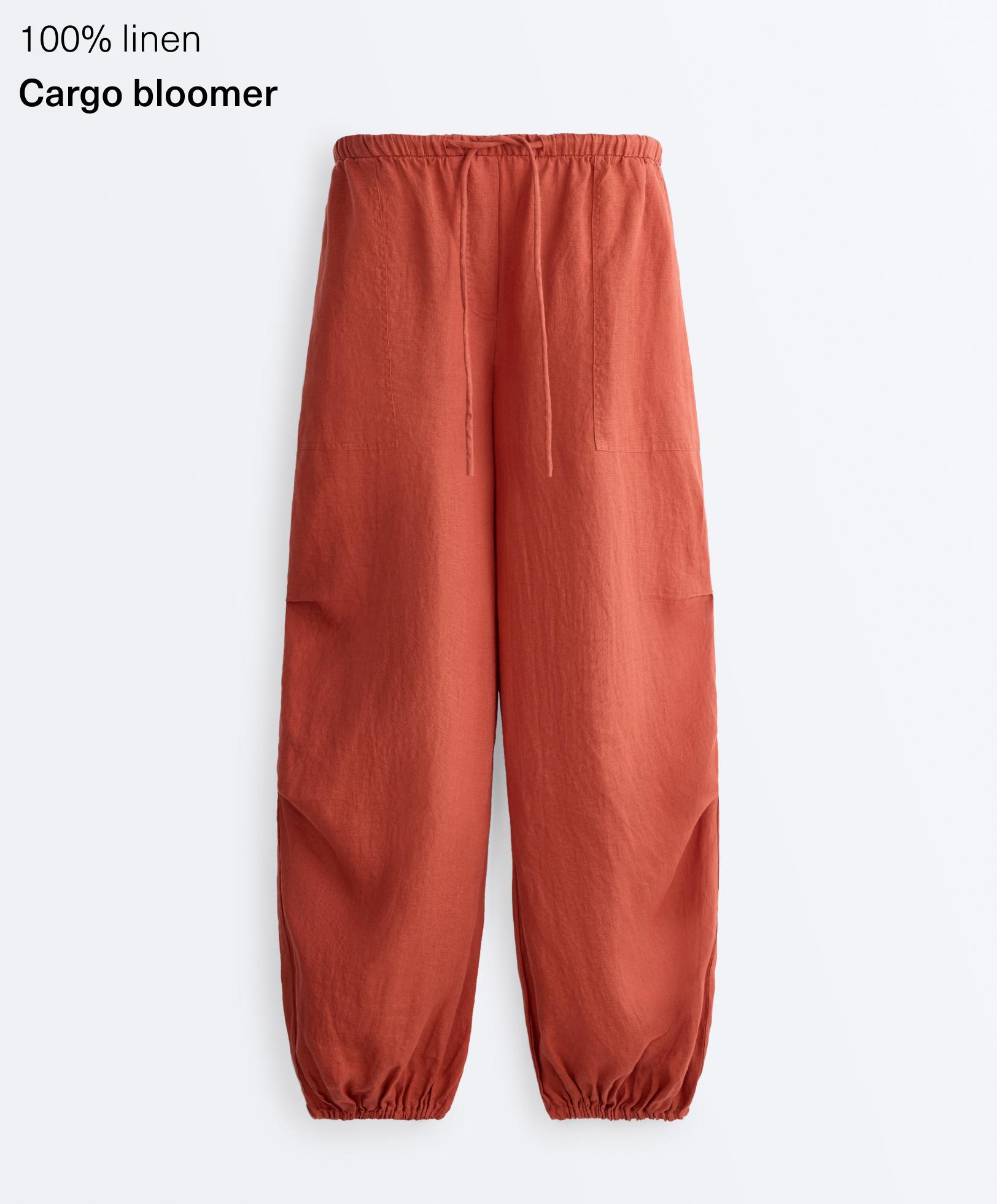 100% linen cargo bloomer trousers