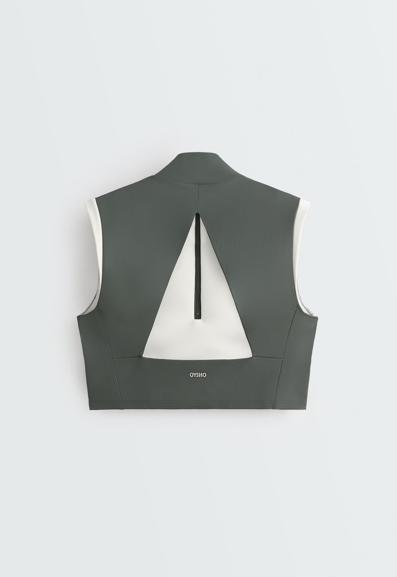 Half-zip block compressive tank top — OCEAN