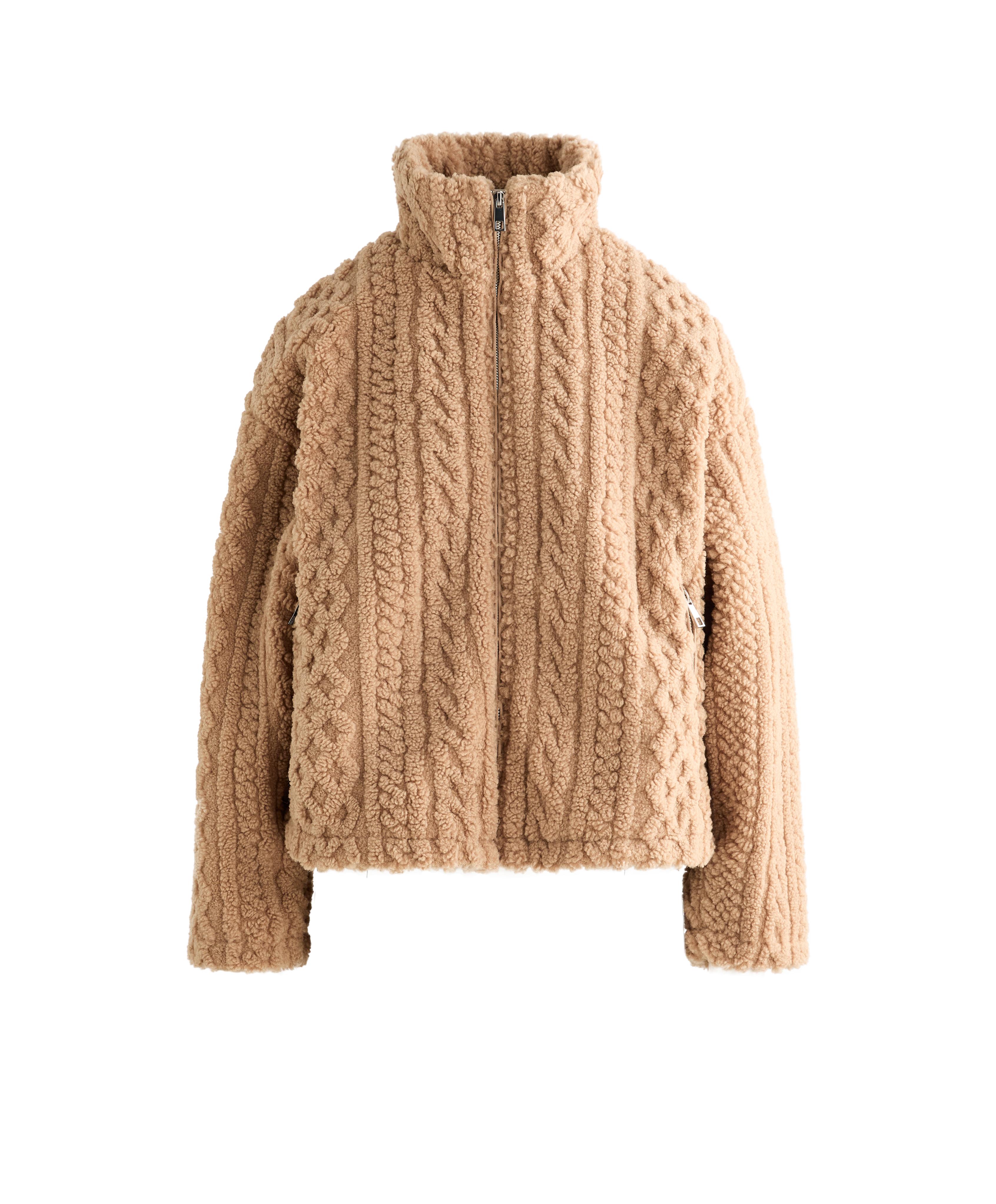 Cable-knit faux-shearling jacket