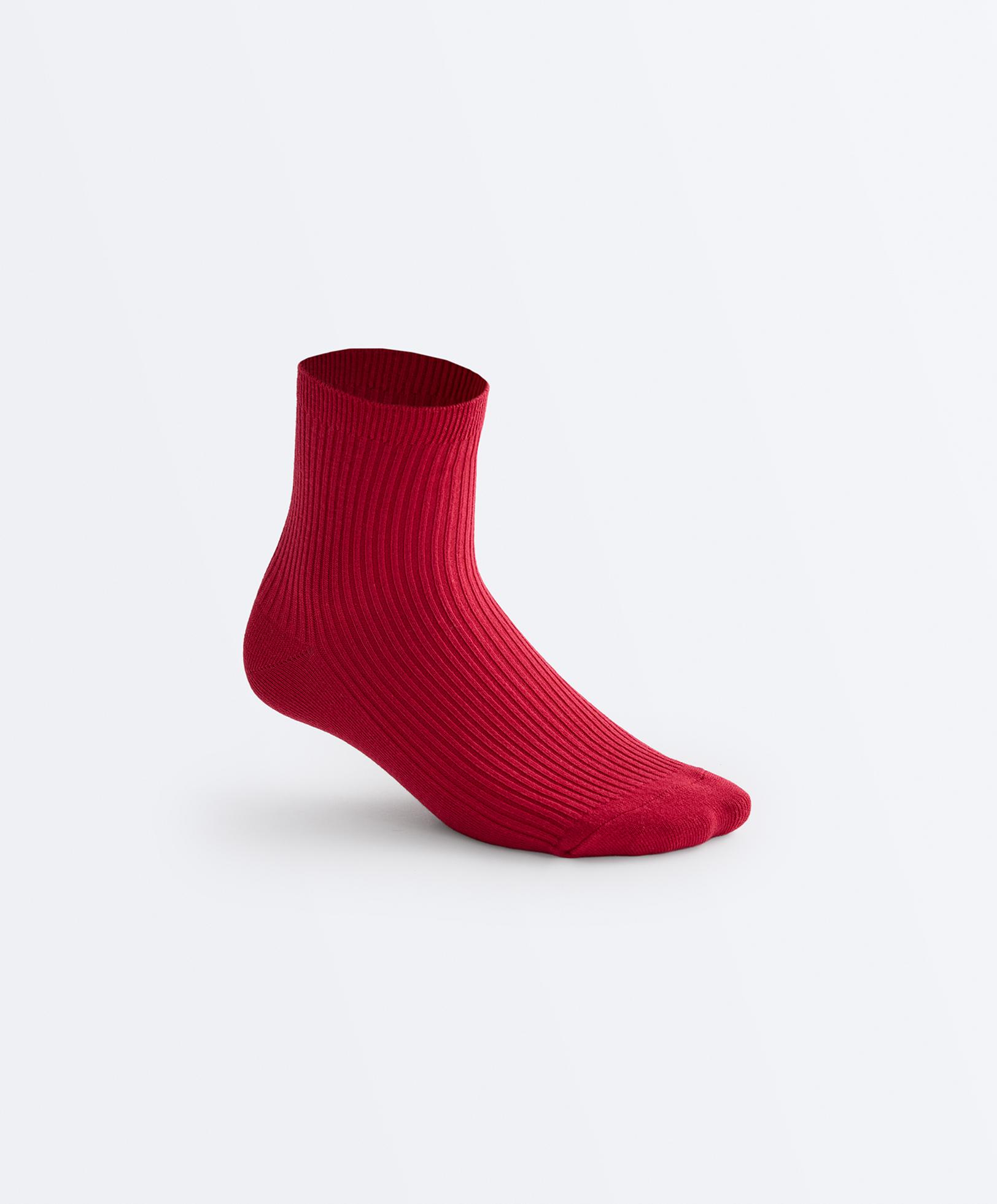 5 pairs of cotton blend quarter socks — BRIGHT RED