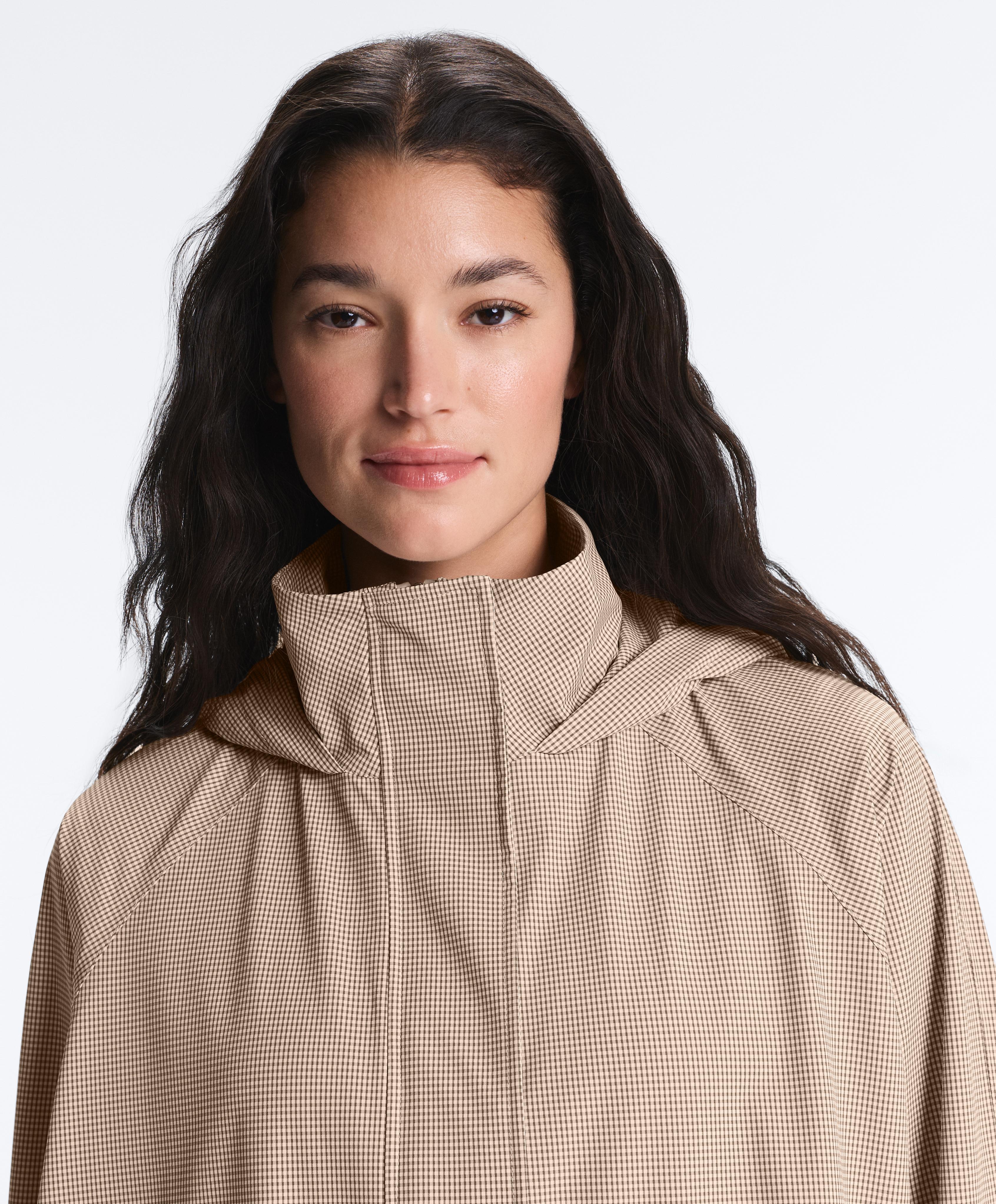 Extra lightweight 10k waterproof gingham jacket — DARK BRICK