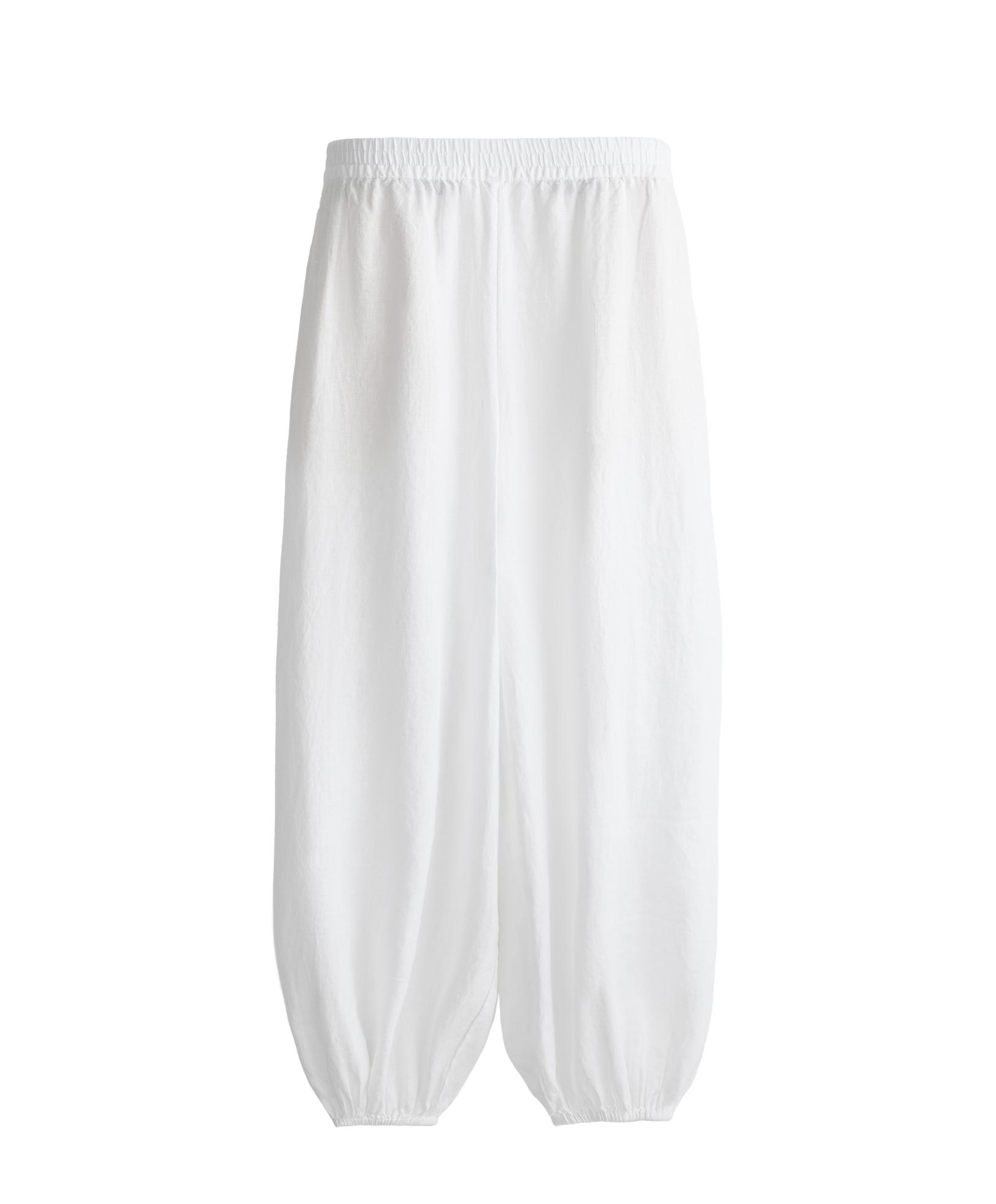 100% linen bloomer trousers — WHITE
