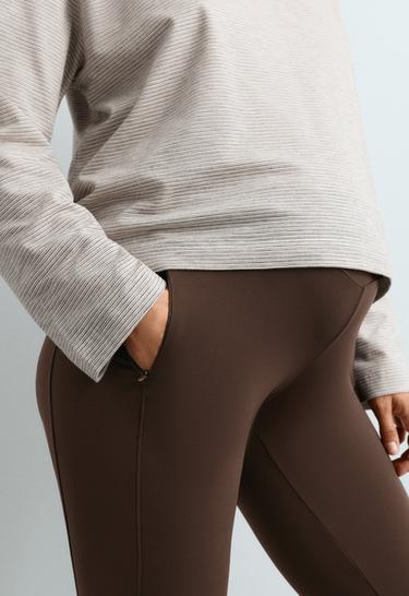 65cm Warm maternity leggings with zips — DARK REDDISH‑BROWN 4