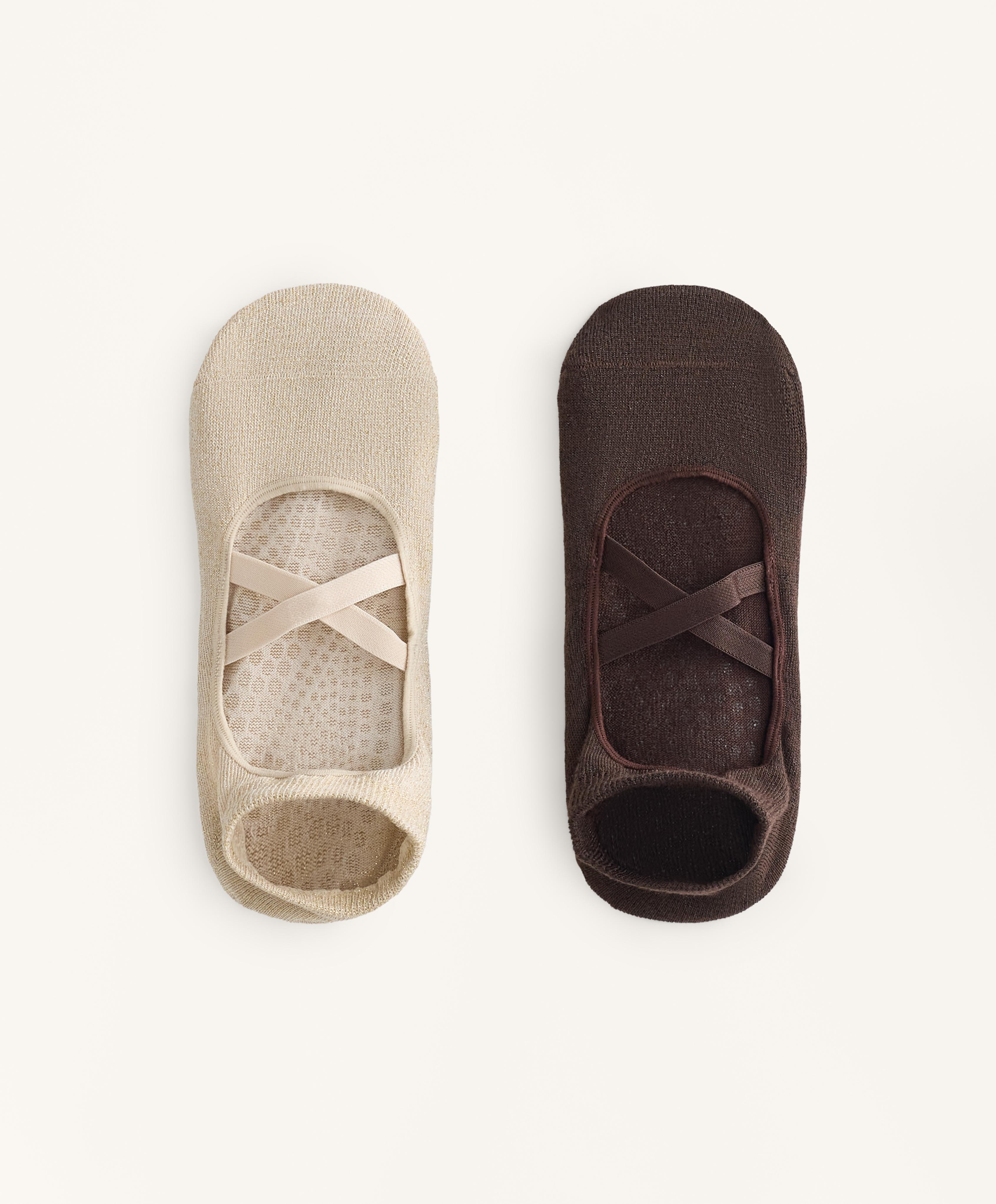 2 pairs of cotton blend yoga and Pilates socks with crossover straps