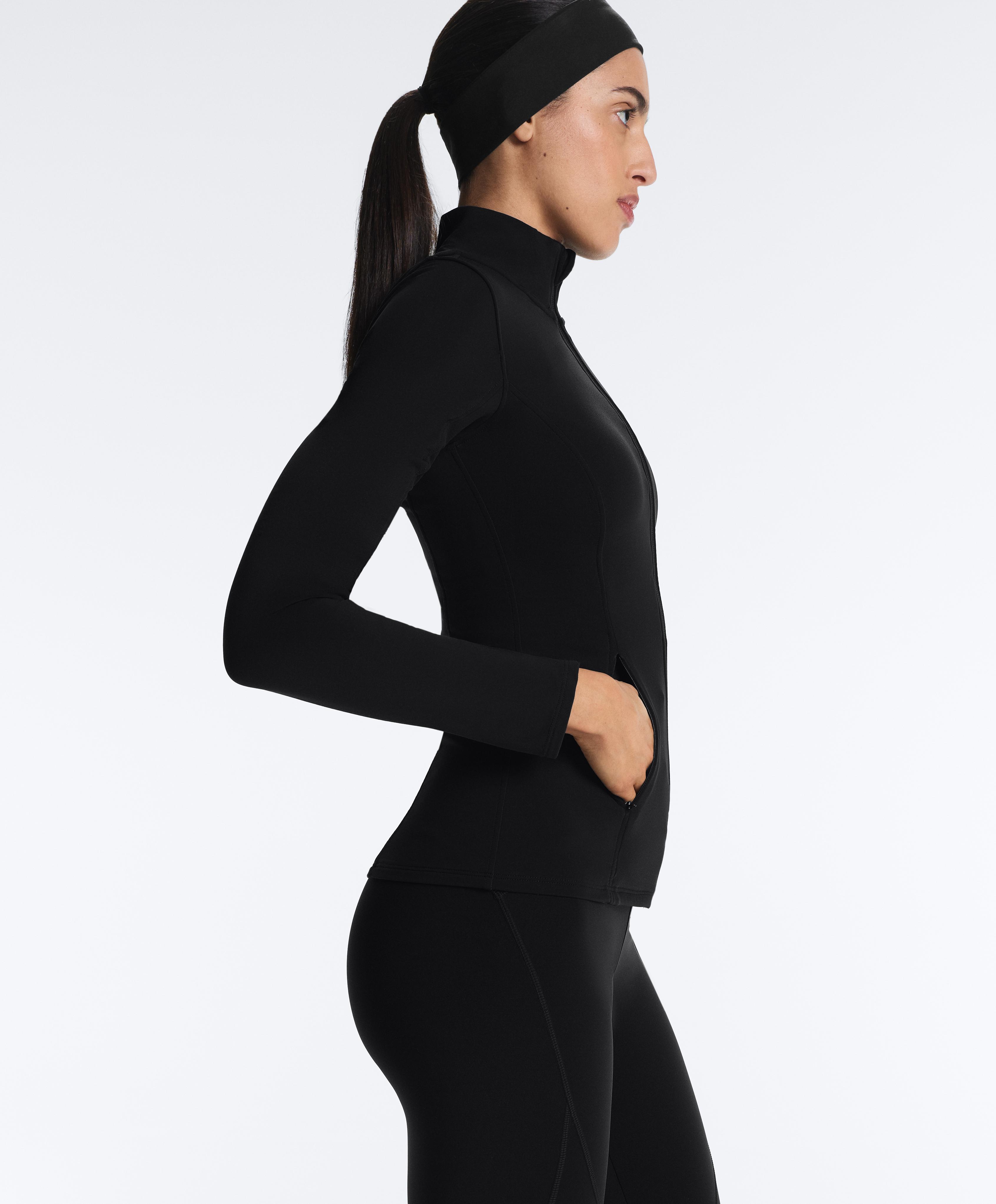 Long light warm technical jacket — BLACK