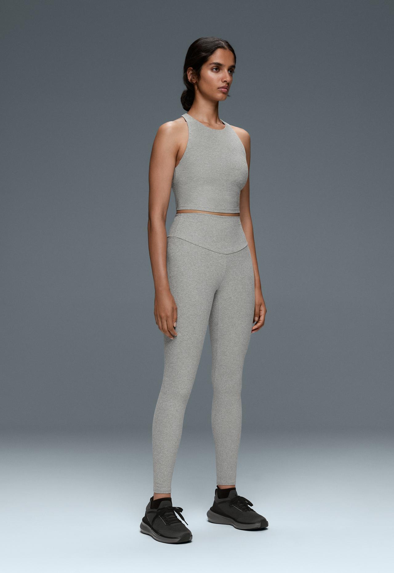 Comfortlux strap tank top with cups marl — PALE GREY