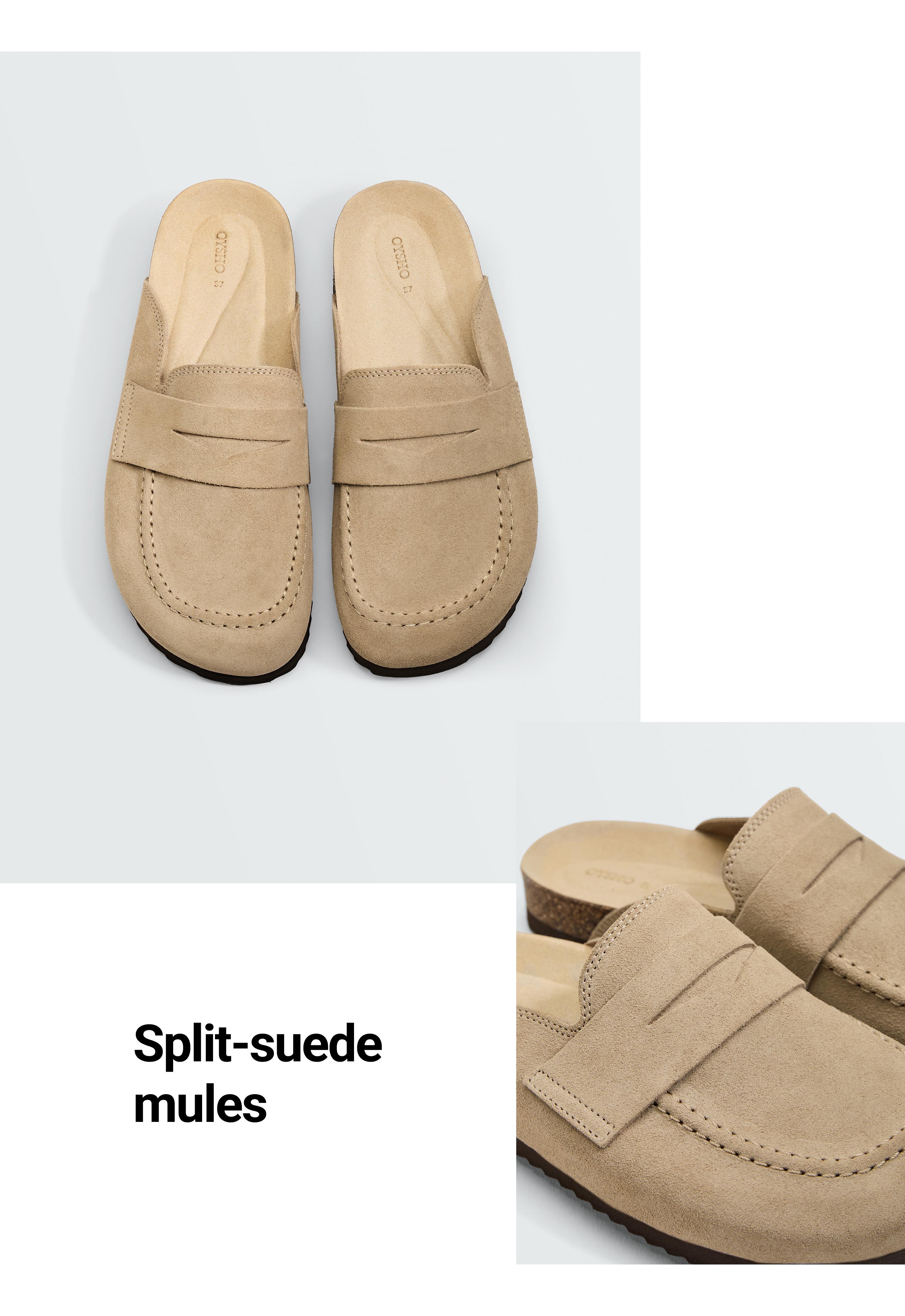 Split-leather mules — SAND