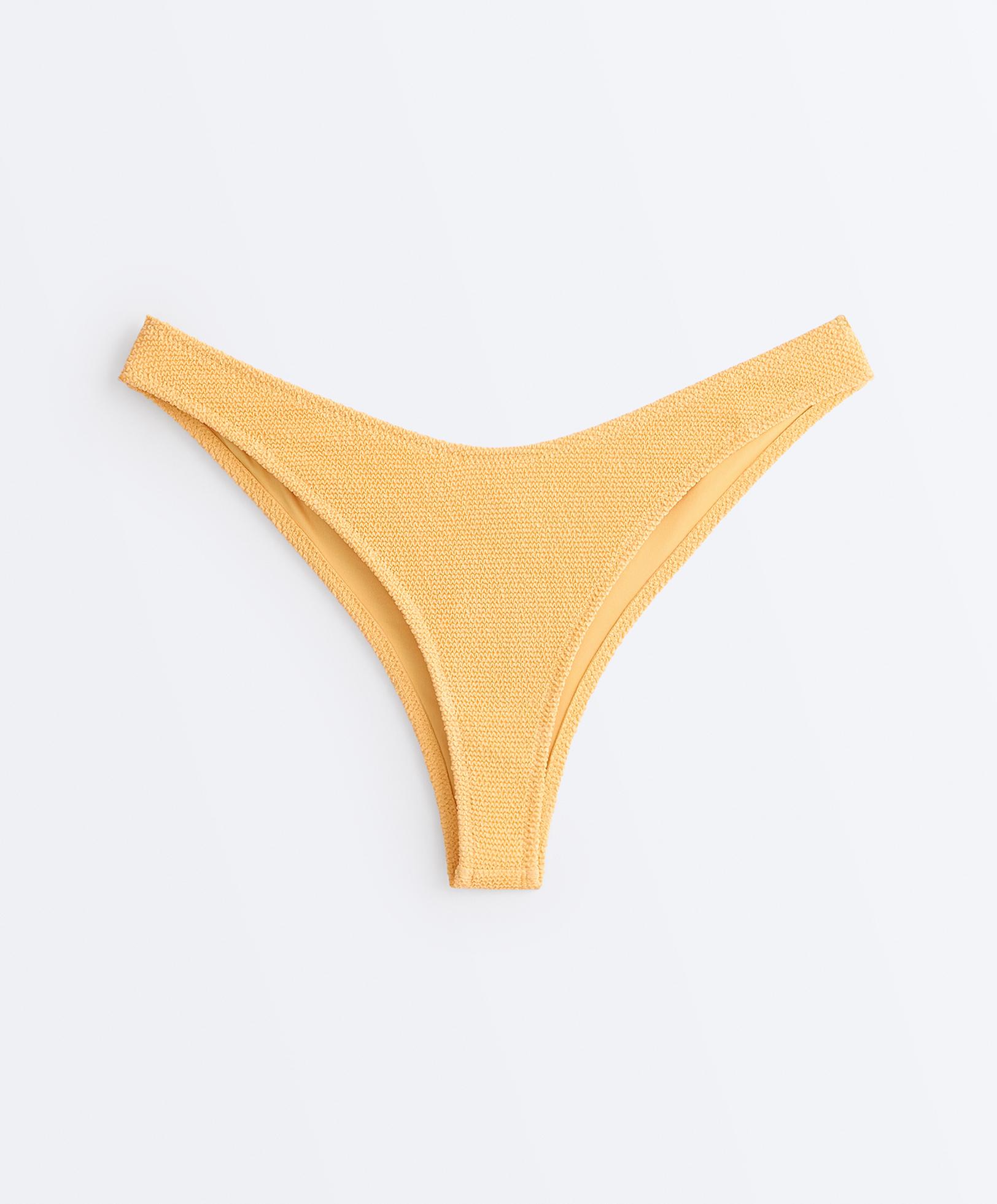 U-cut crinkle Brazilian bikini briefs — BURNT YELLOW