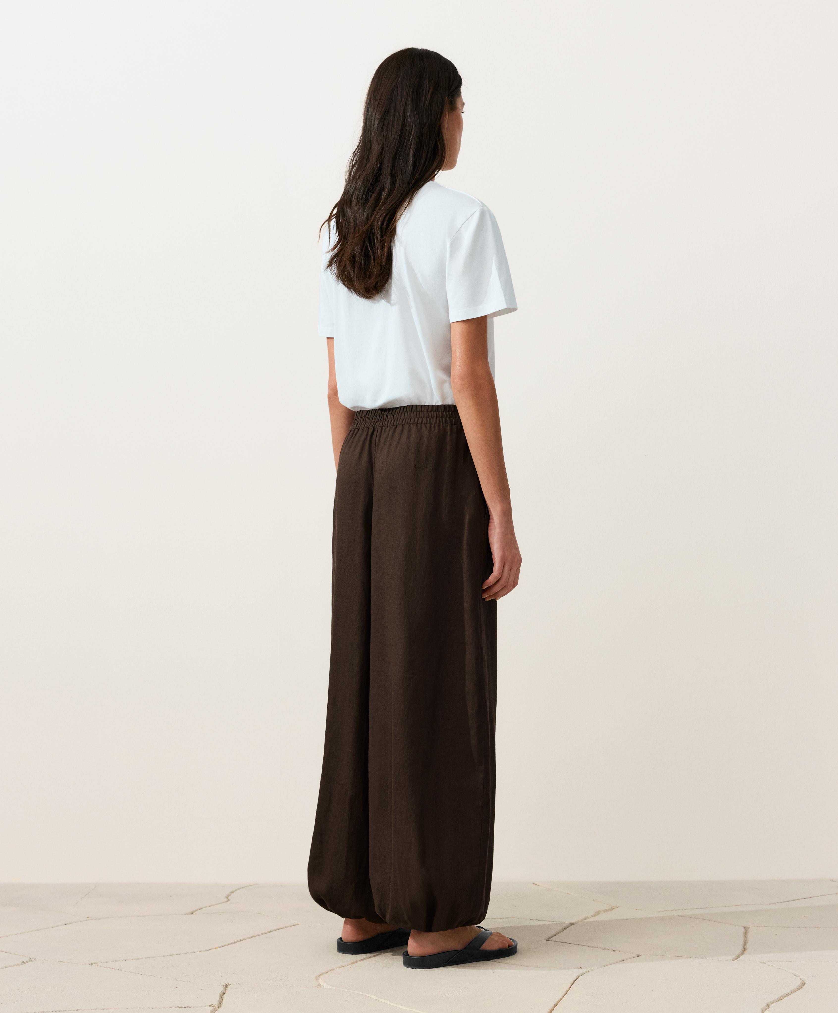 100% linen bloomer trousers — DARK BROWN
