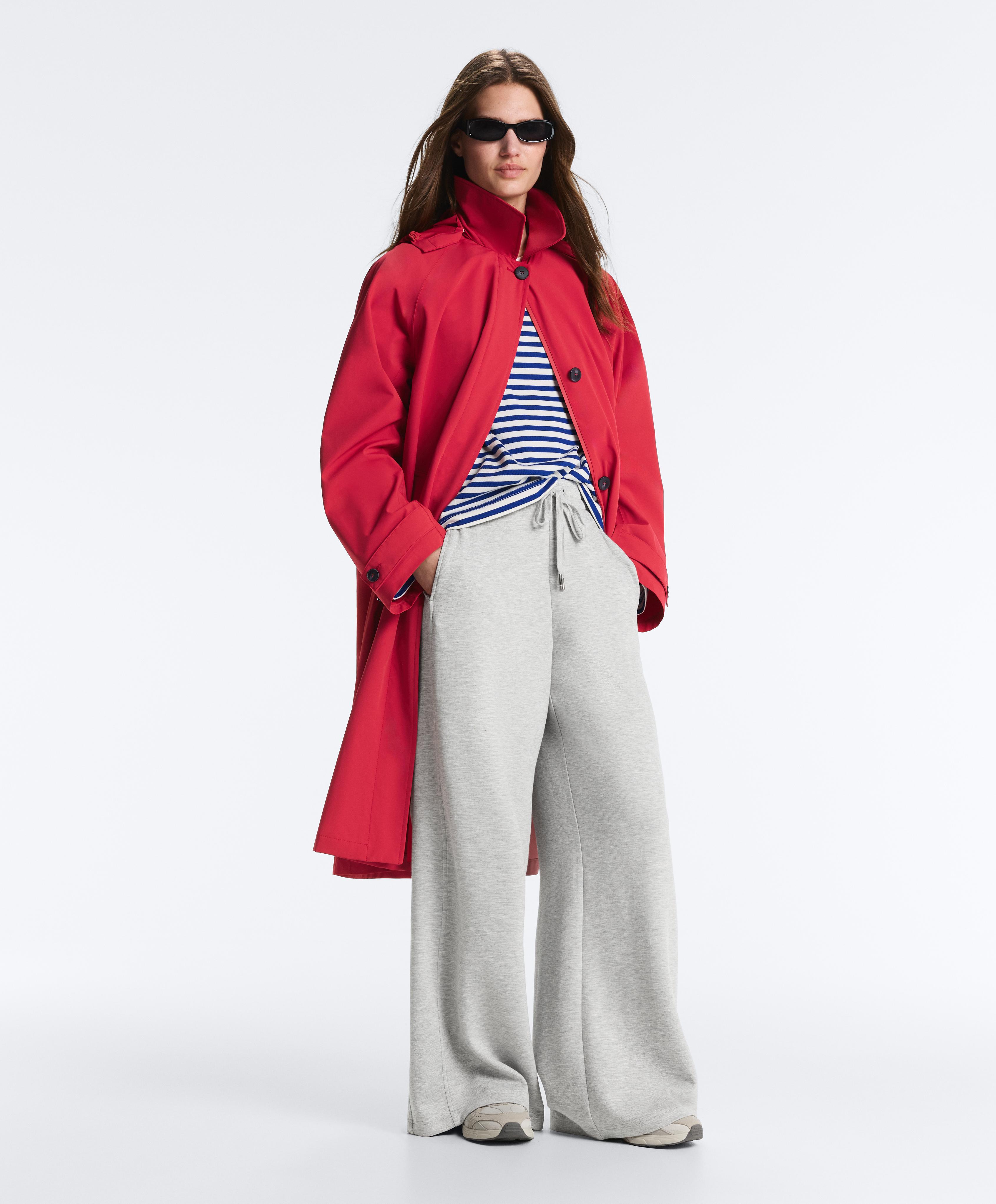 Melange piqué straight-leg trousers — GREY MELANGE