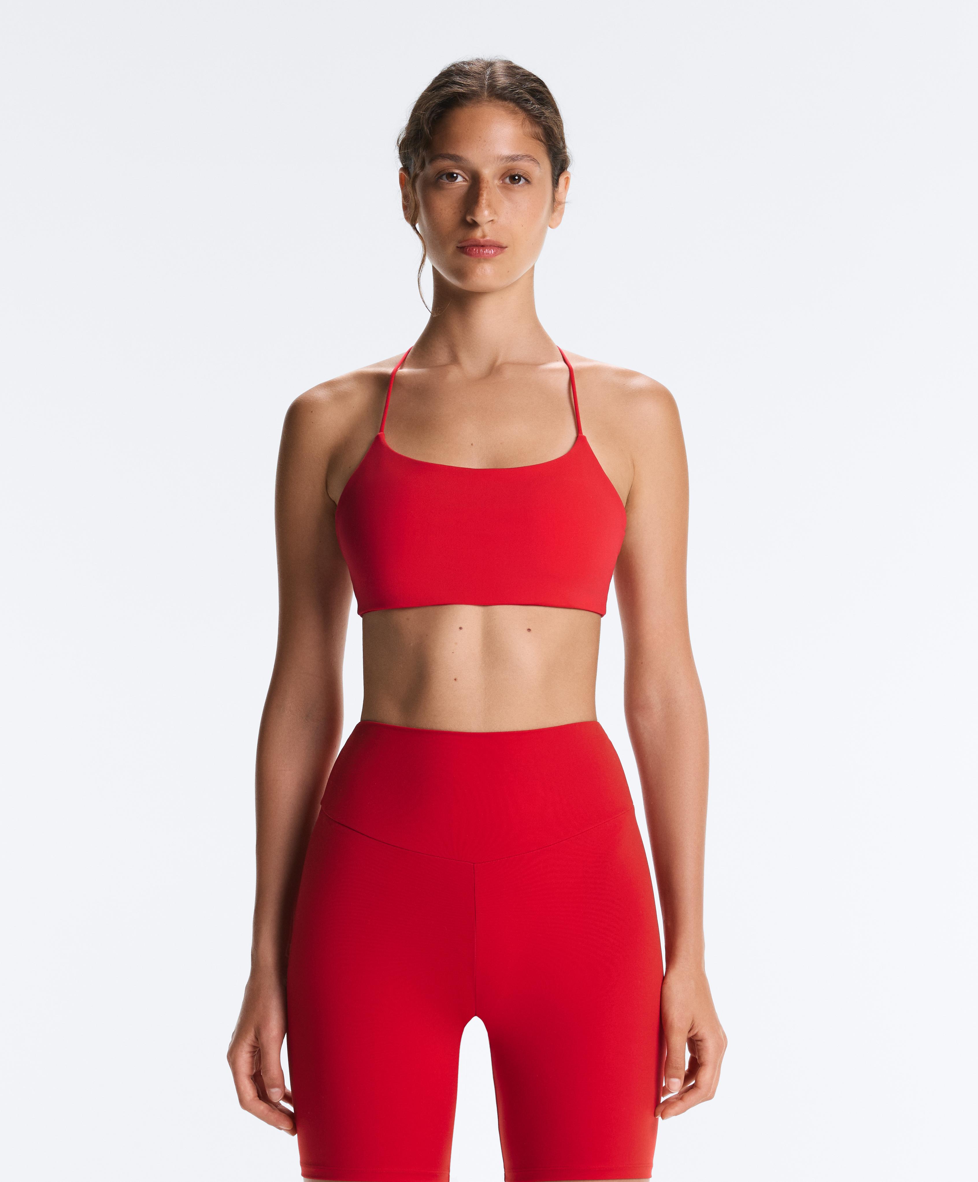 Low-support Comfortlux crossover sports bra — STRONG RED