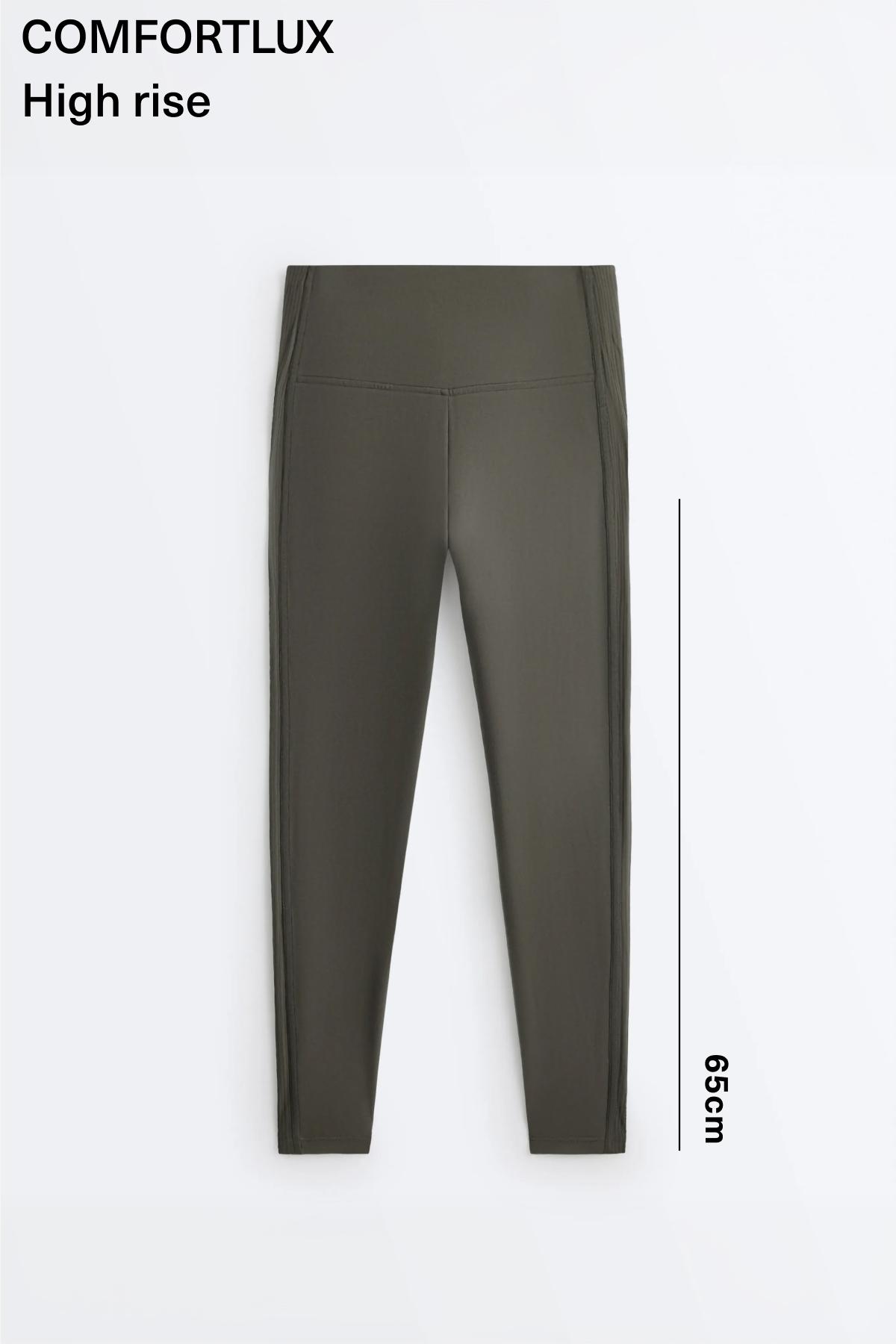 Comfortlux high rise rib ankle-length leggings — GREEN