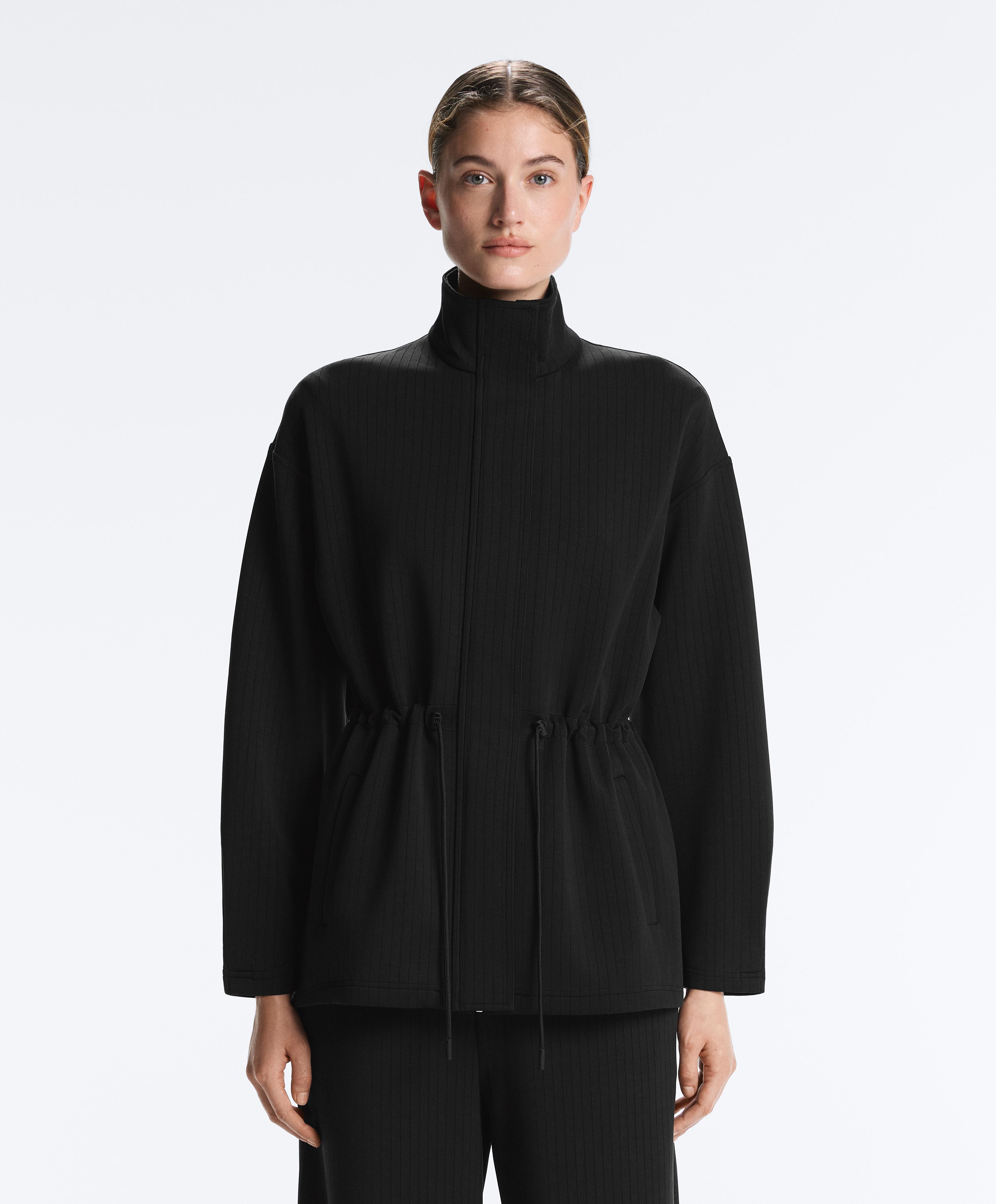 Long Utility jacket with soft-touch modal — BLACK