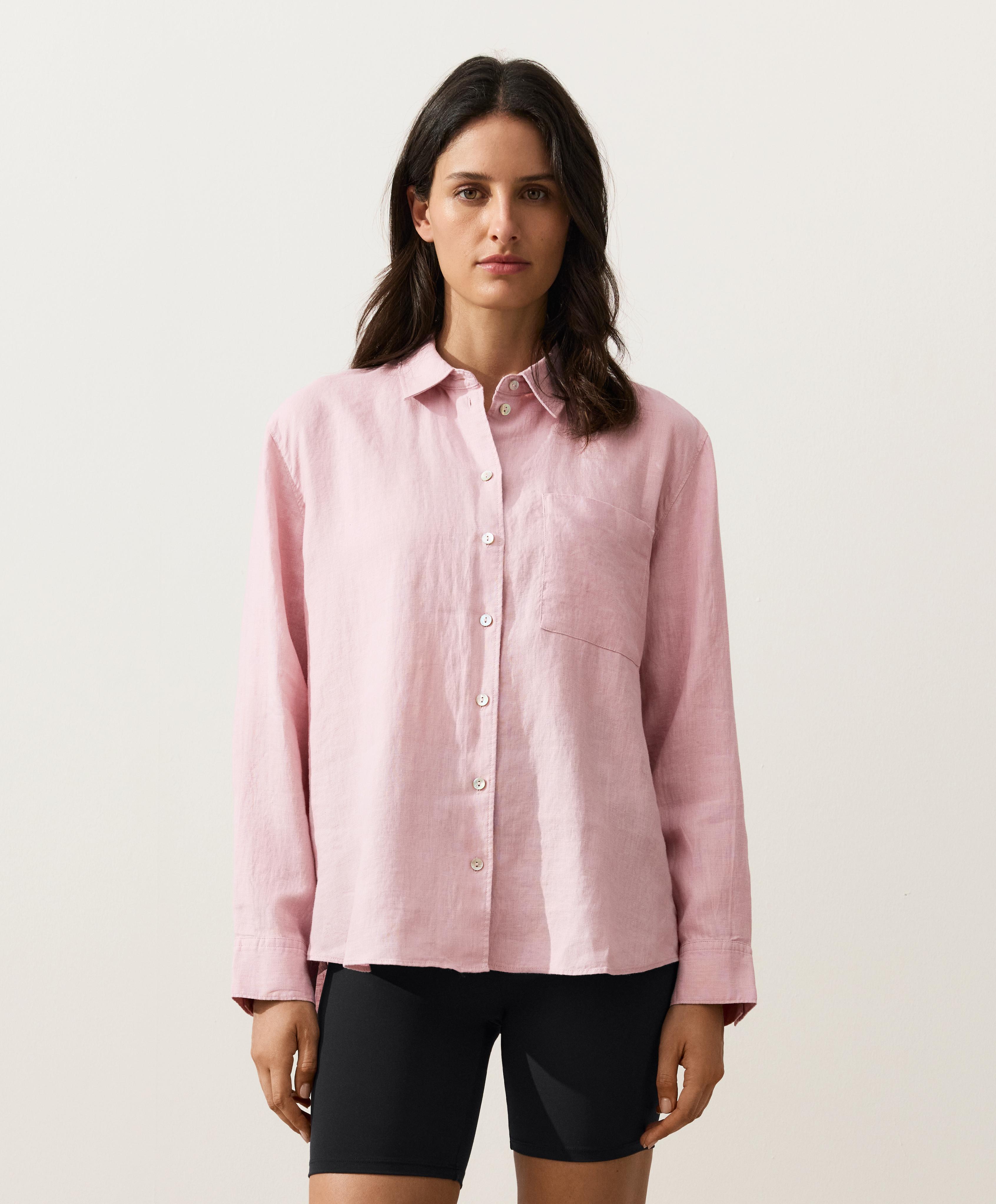100% linen relaxed shirt — DUSTY PINK