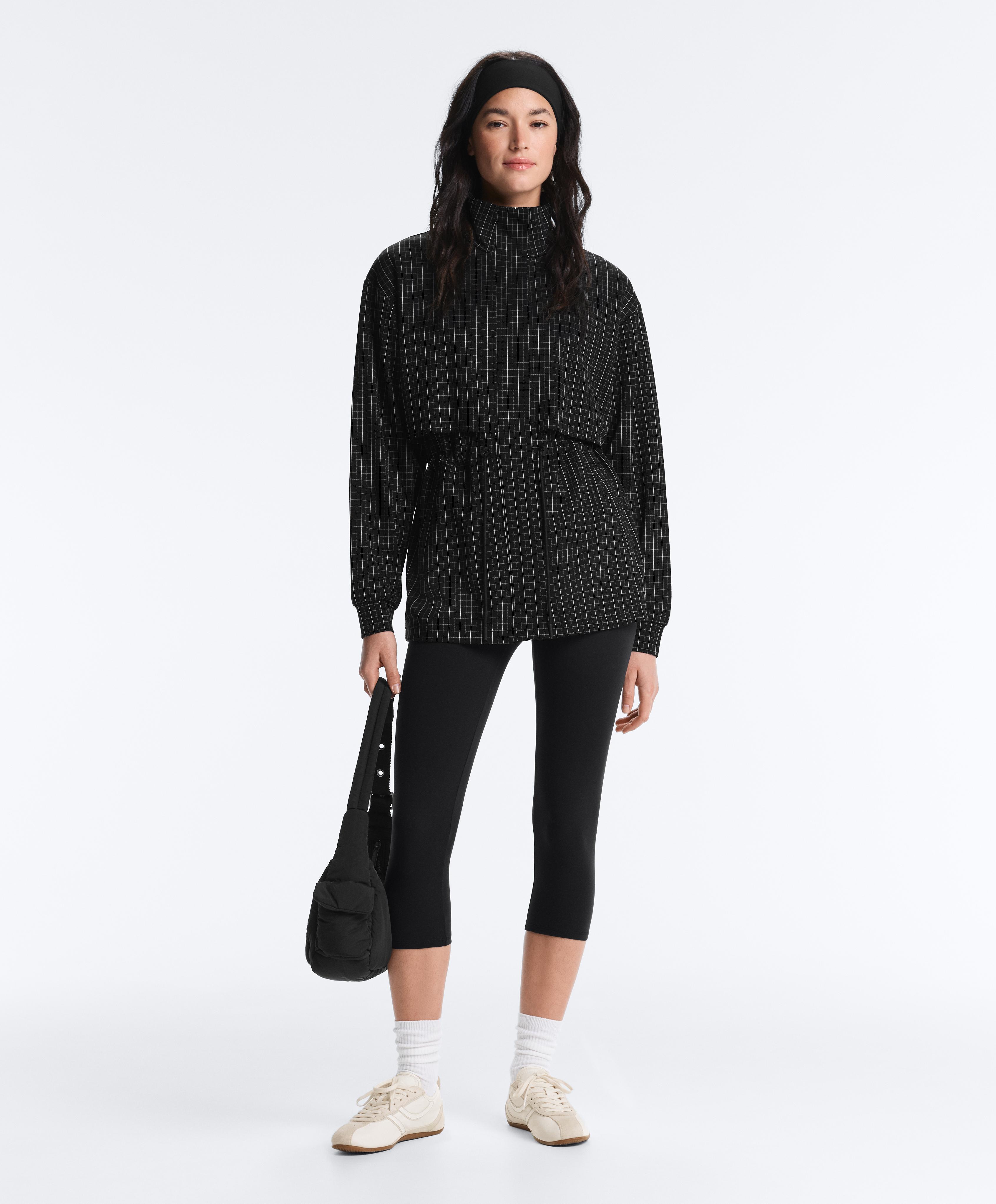 Long checked jacket — BLACK