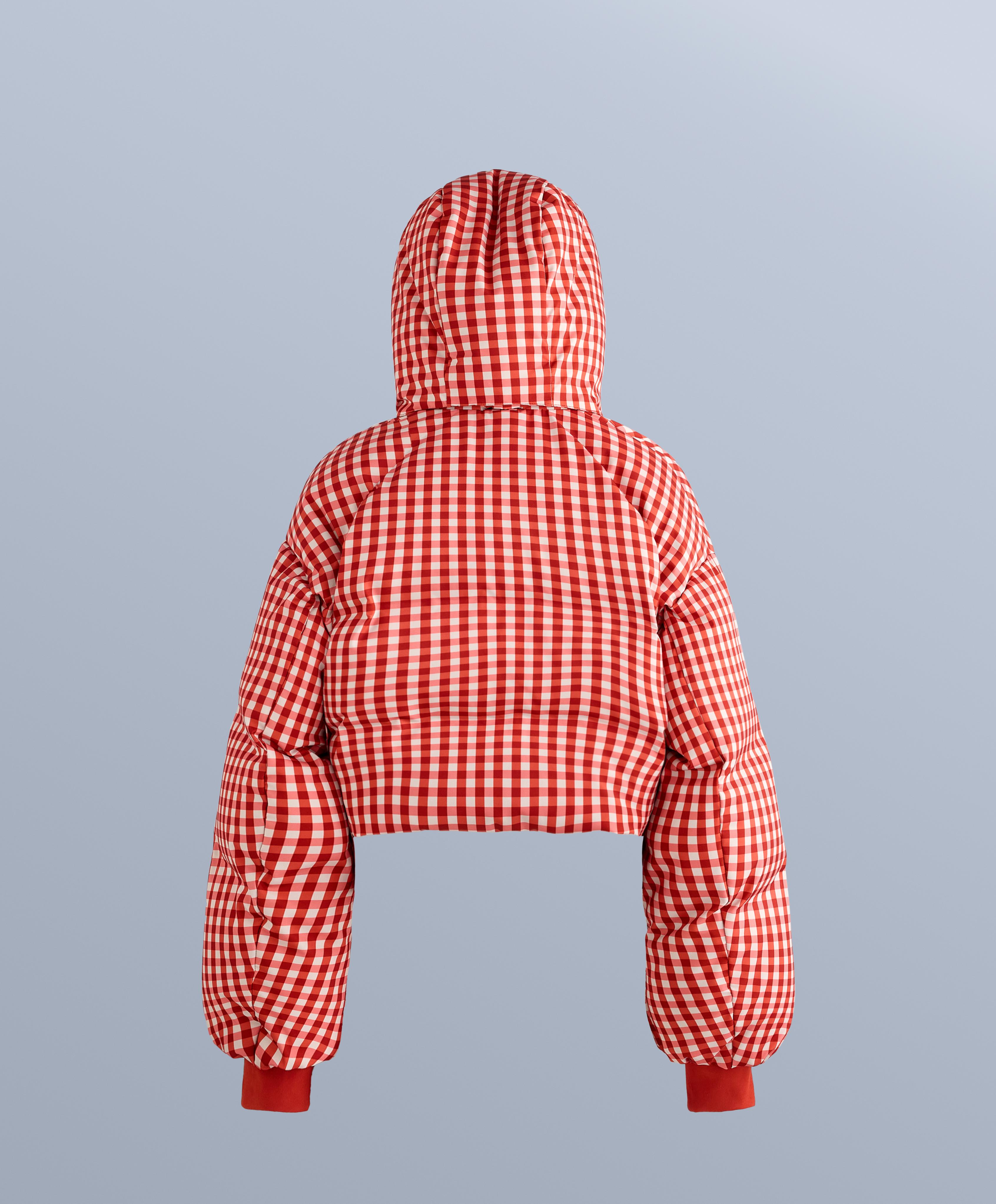 Lightweight 80% down and 20% MINARDI PIUME SKI water-resistant short jacket — BRIGHT BURNT ORANGE