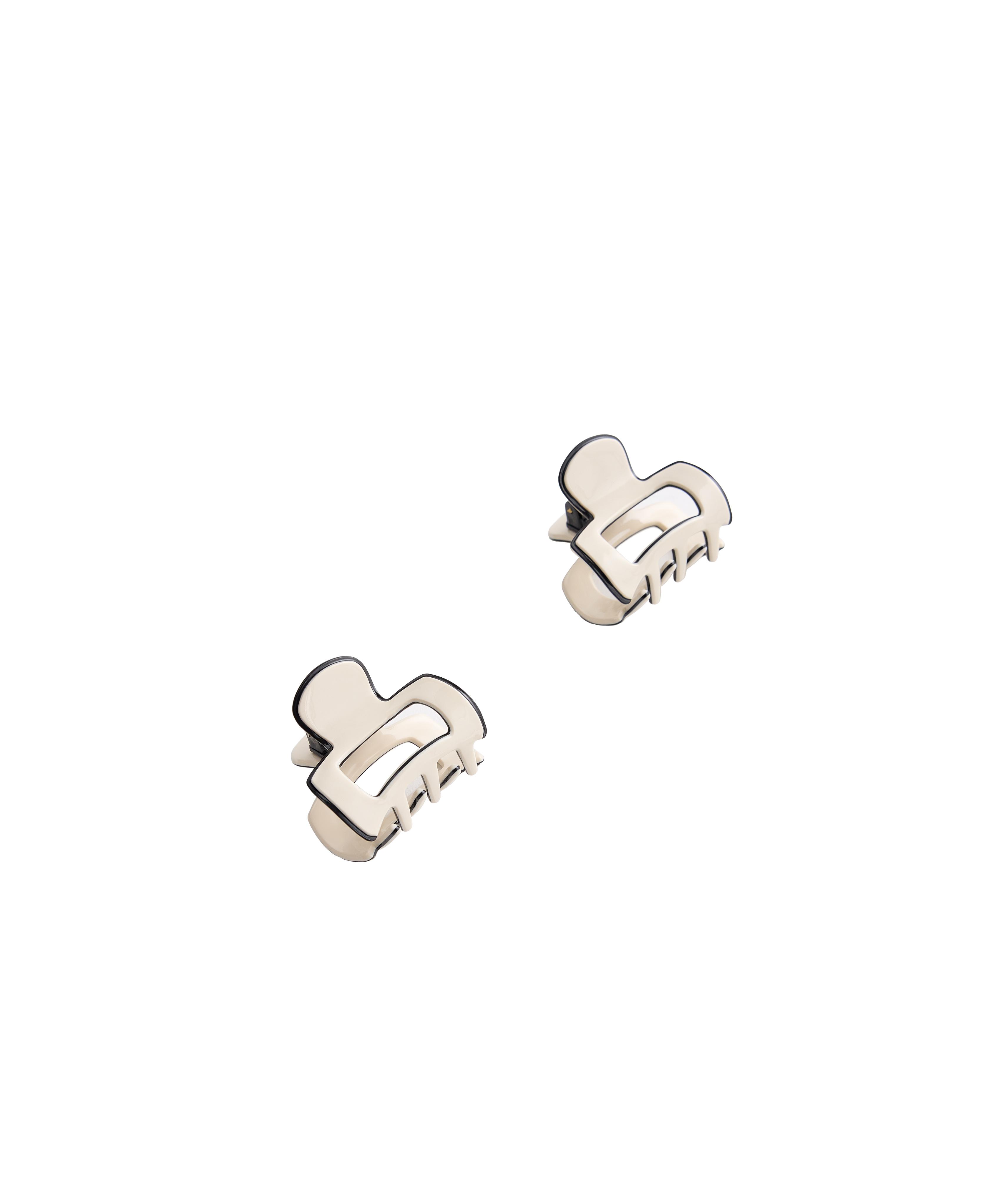 2 mini piping hair clips — CREAM