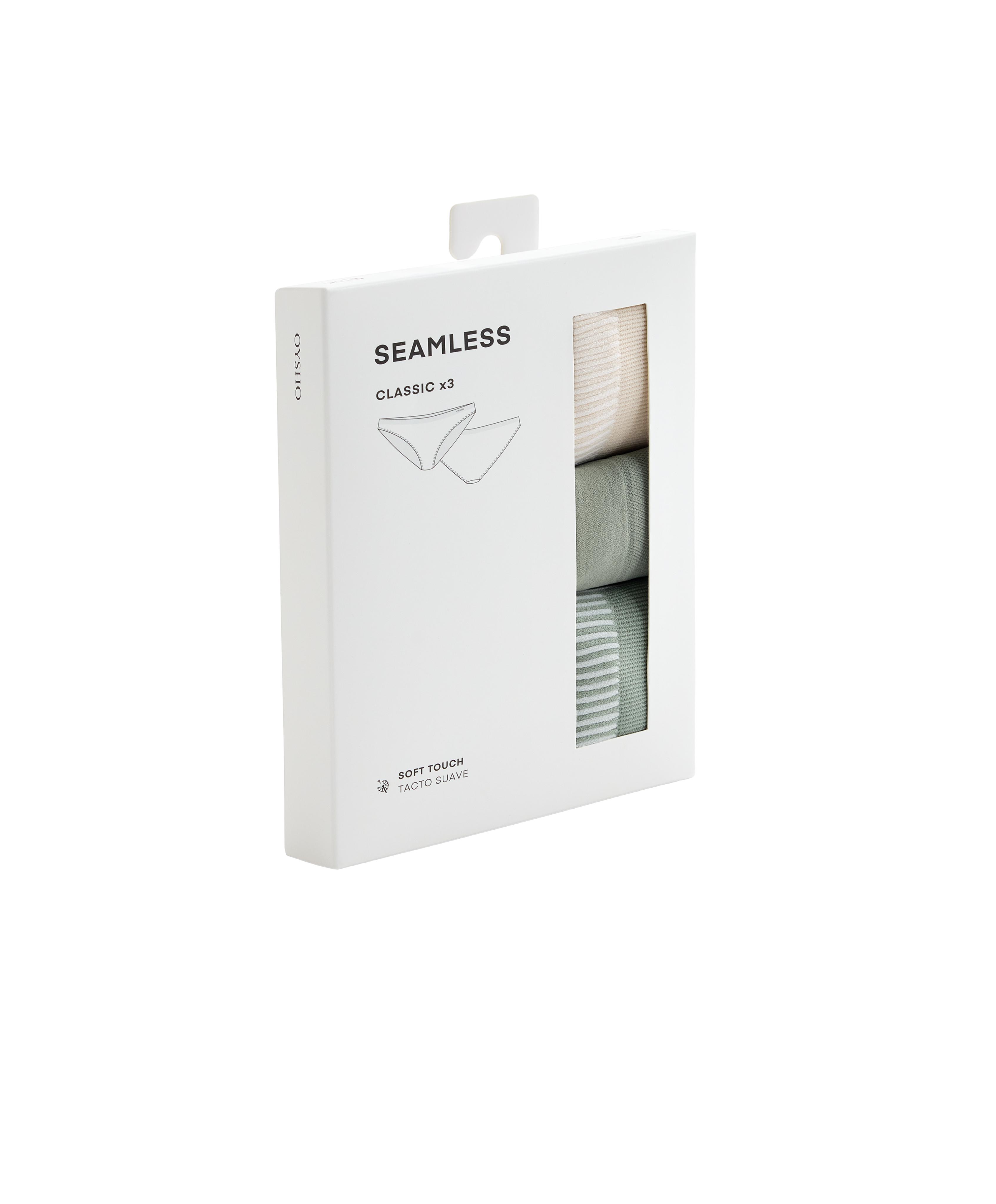 3 seamless soft-touch openwork classic briefs — APPLE GREEN
