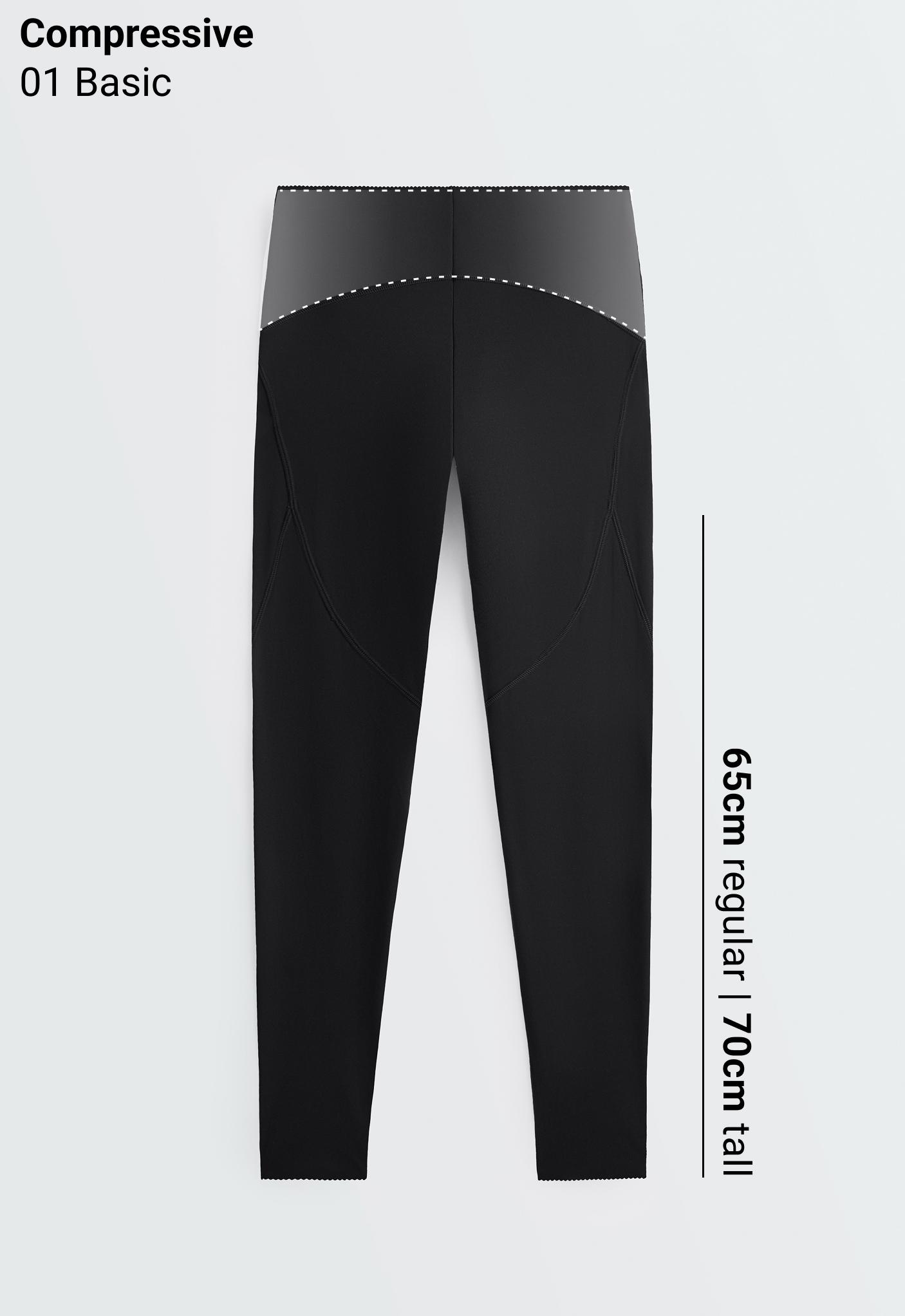 Basic compressive high-waisted ankle-length leggings — BLACK
