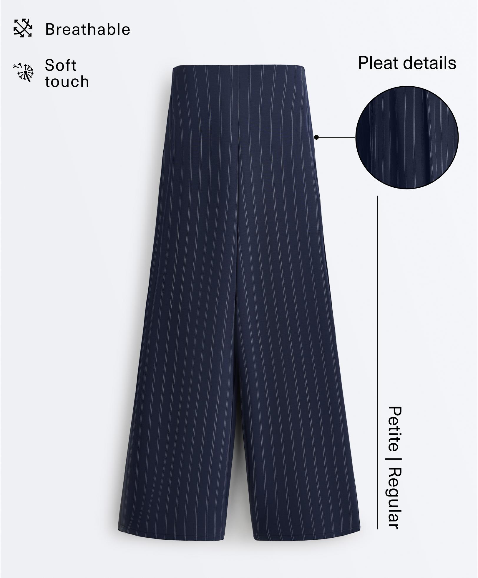 Pantalon large à pli latéral en modal au toucher doux Pantalon large à pli latéral en modal au toucher doux