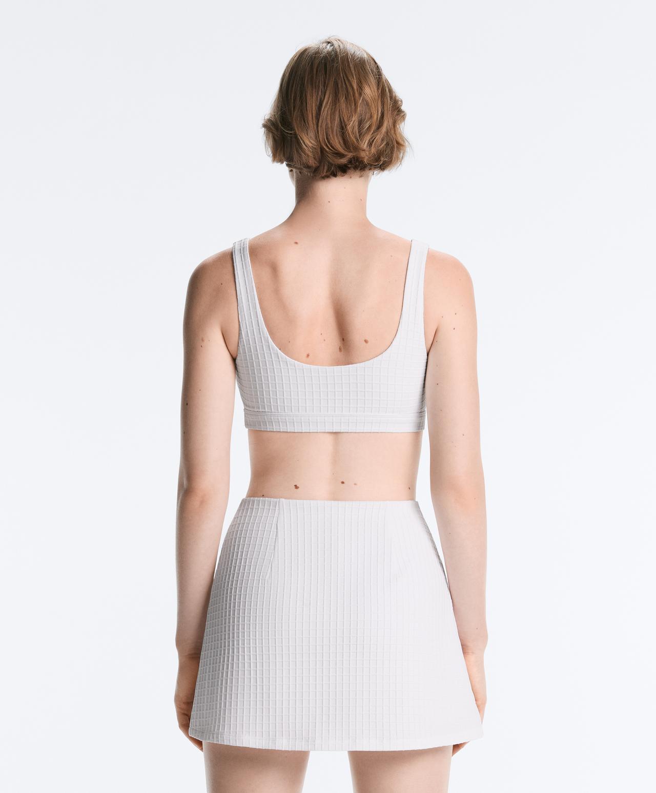 Medium-support check sports bra — WHITE 