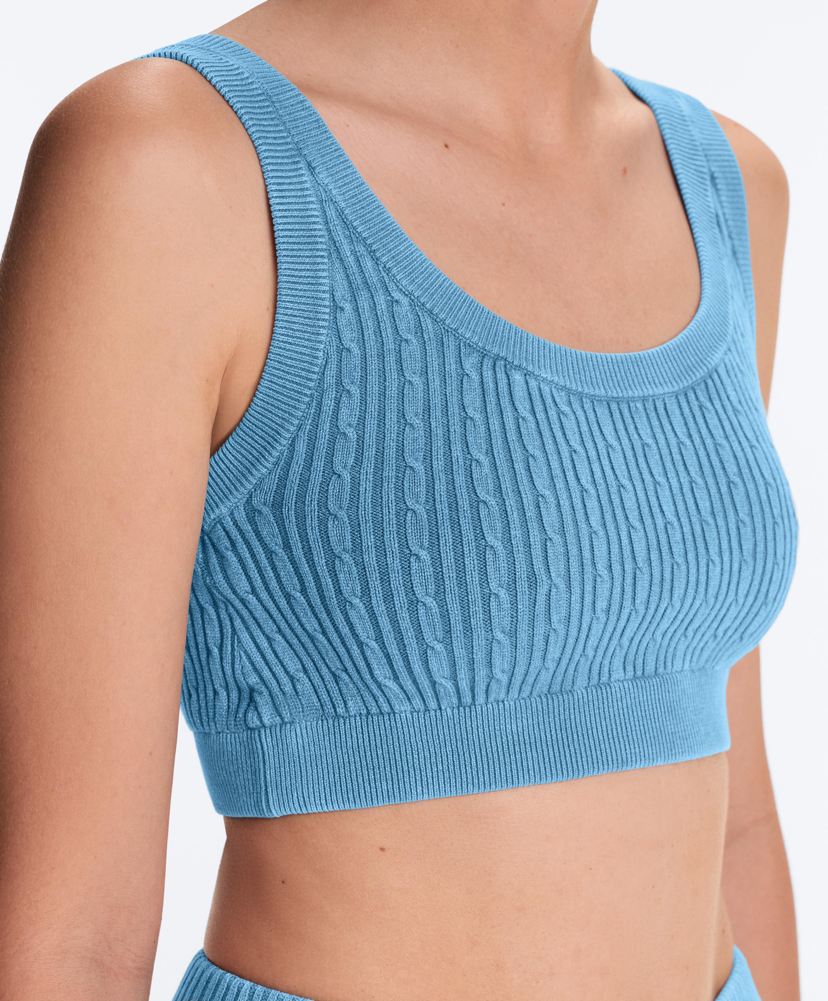 Washed knit crop cable strap T-shirt