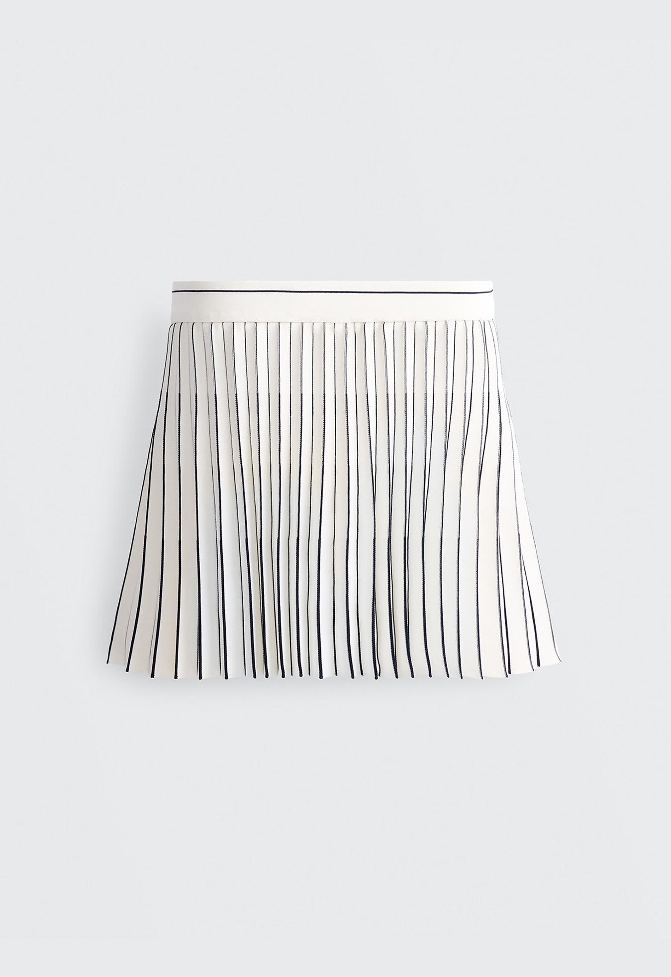 High-rise seamless pleated short skirt — NAVY BLUE