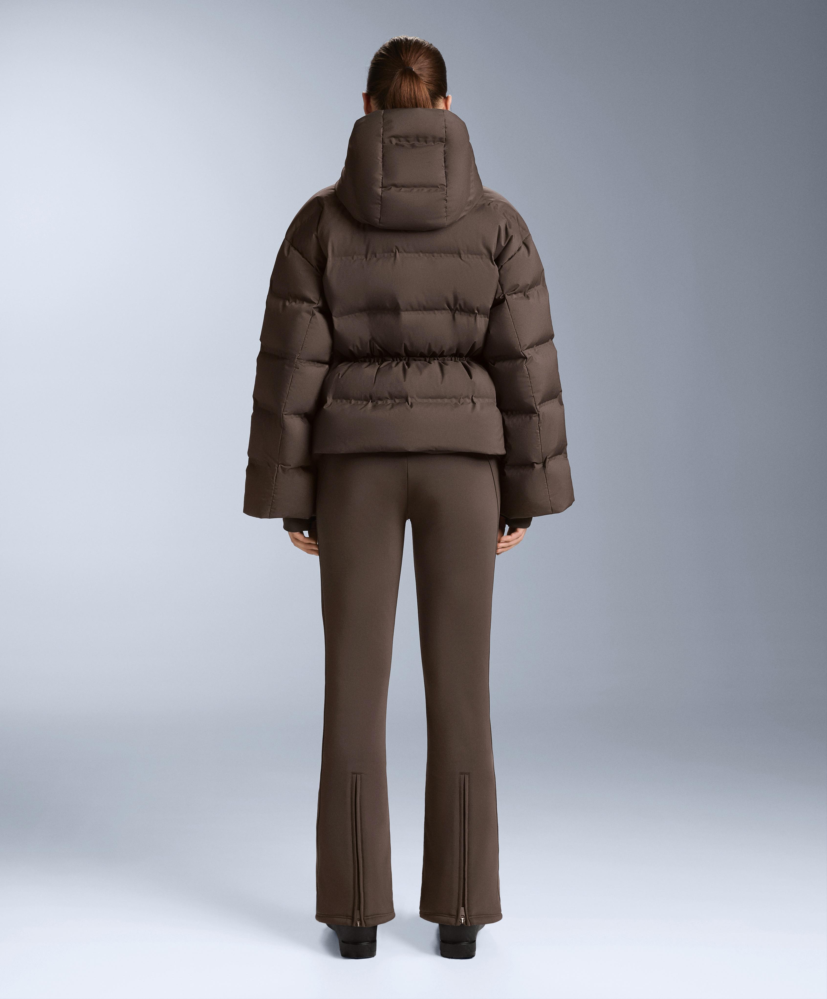 Lightweight padded jacket with 80% down and 20% MINARDI PIUME SKI water-resistant filling — DARK BROWN