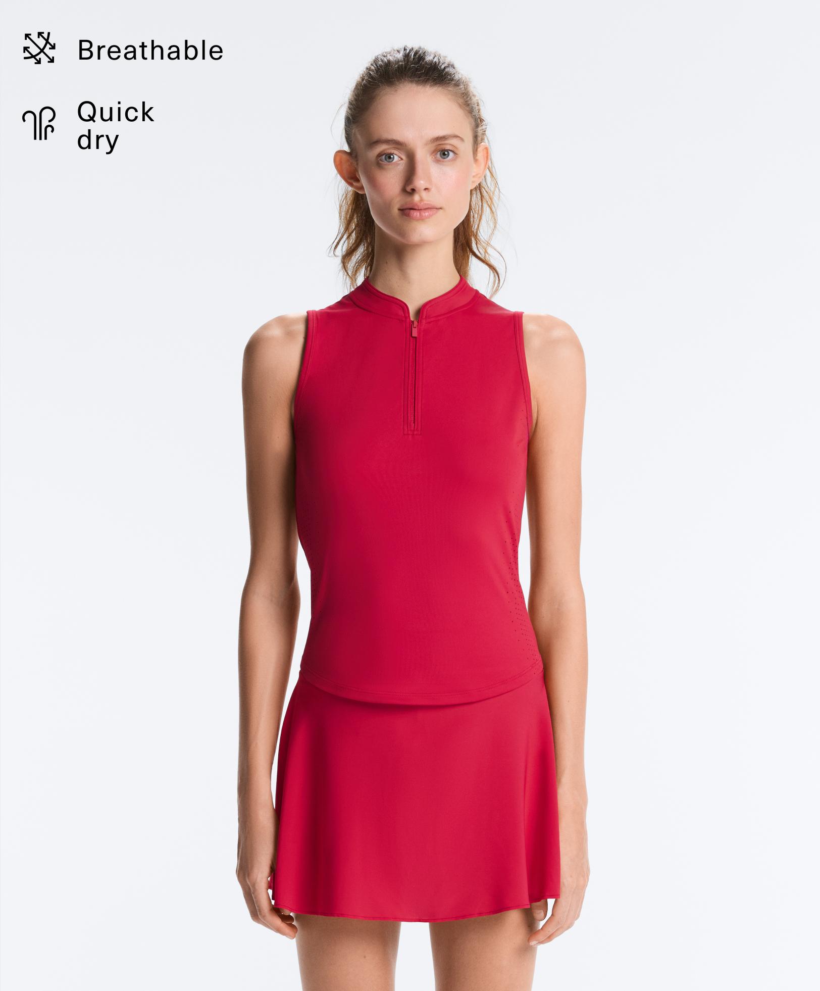 Technical sleeveless T-shirt with half zip Technical sleeveless T-shirt with half zip