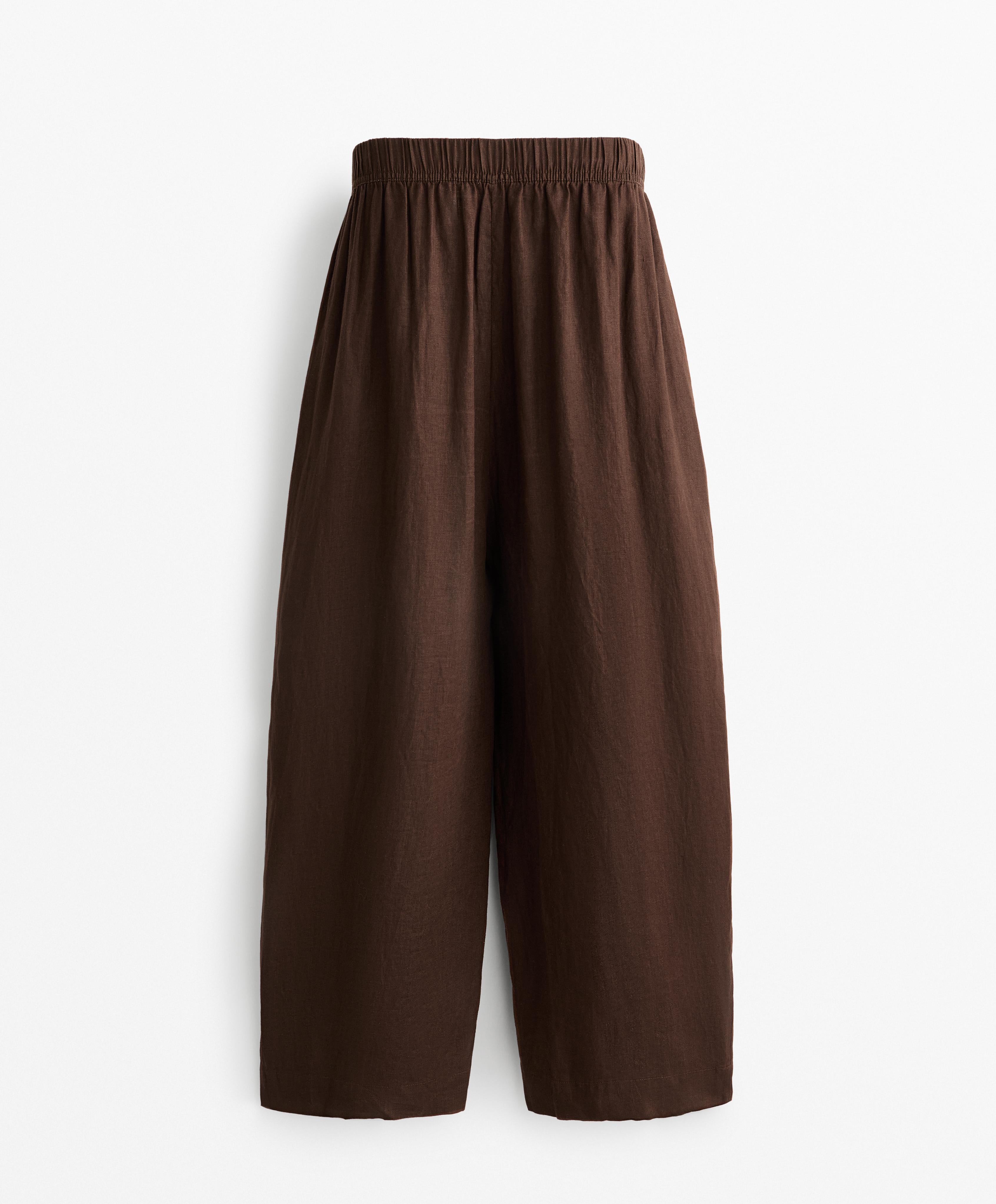 100% linen crop balloon trousers