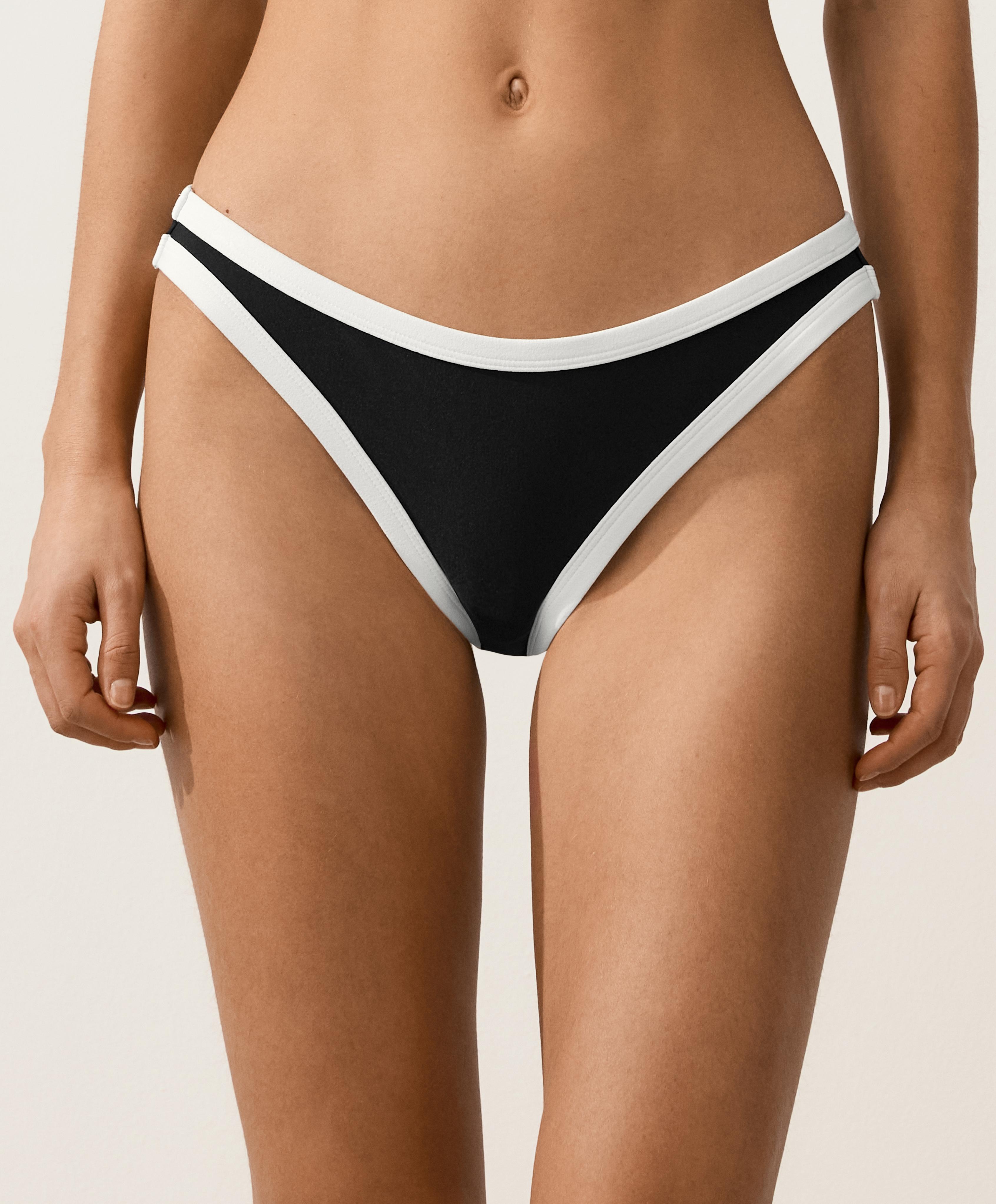 Contrast trim classic bikini briefs — BLACK