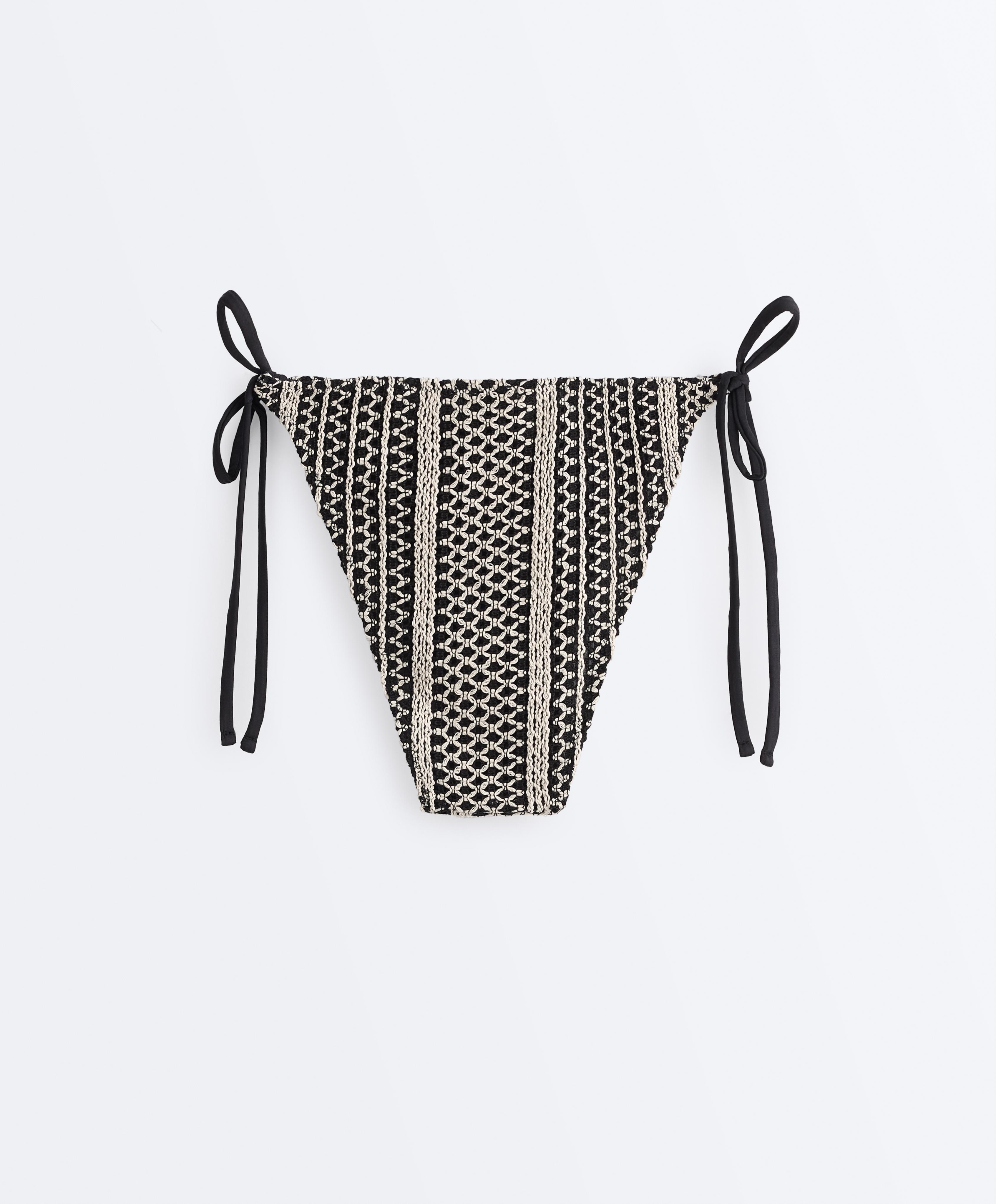 Medium-coverage crochet tie bikini briefs | OYSHO România | Sale