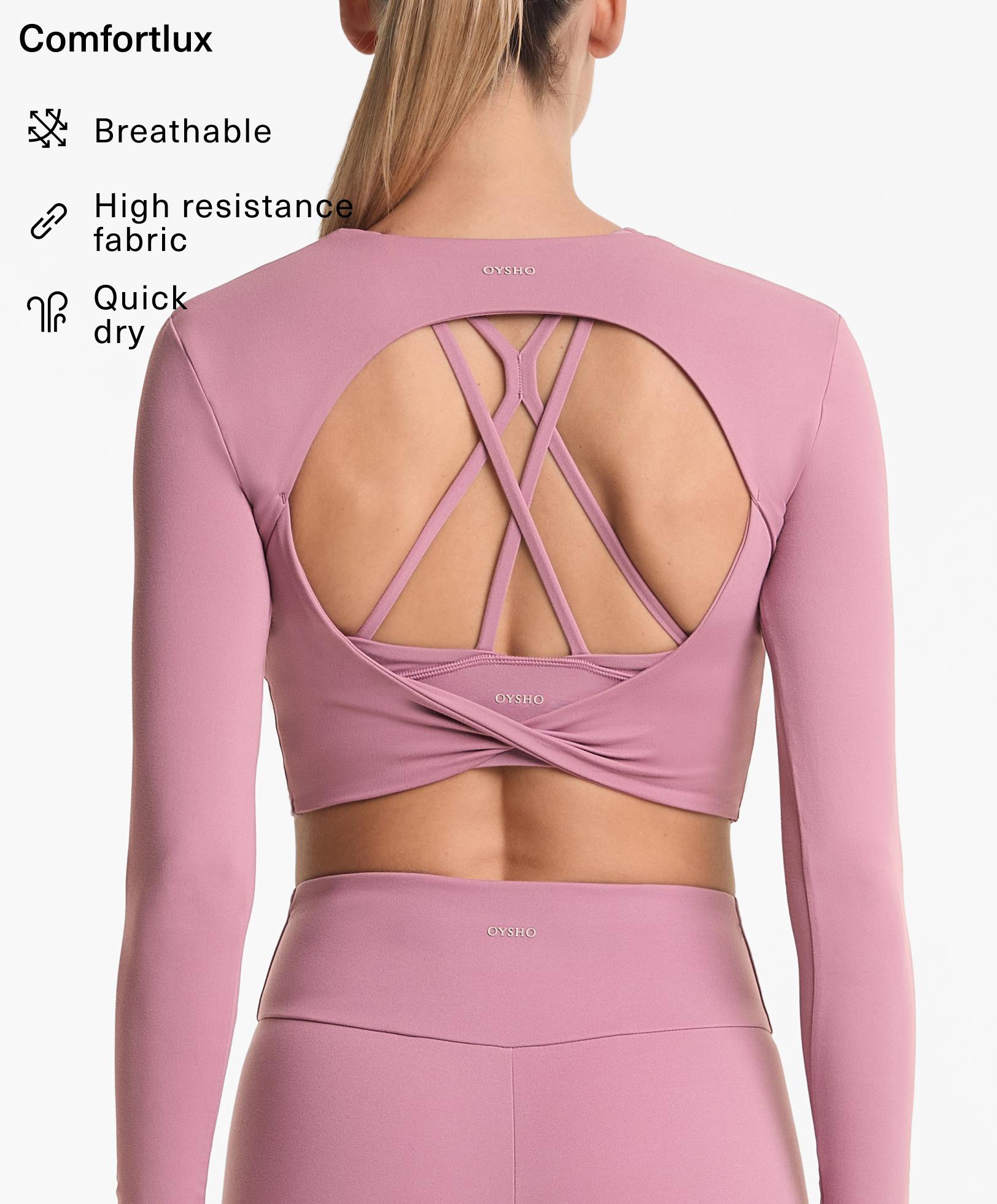 Comfortlux long-sleeved crop top with open back