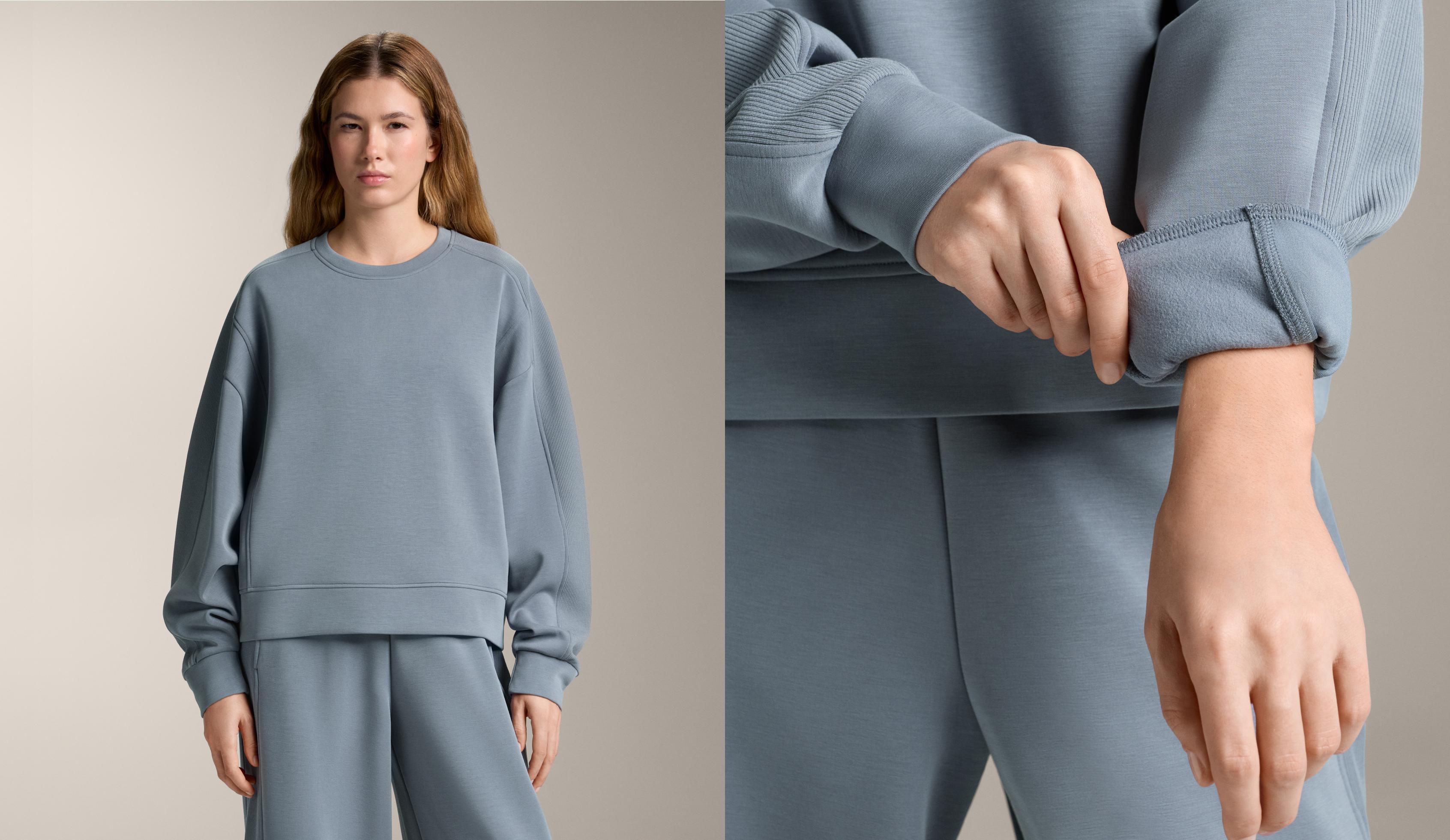 Side rib sweatshirt with brushed modal