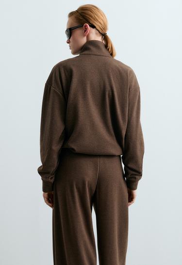 Herringbone zip jacket — BROWN 5