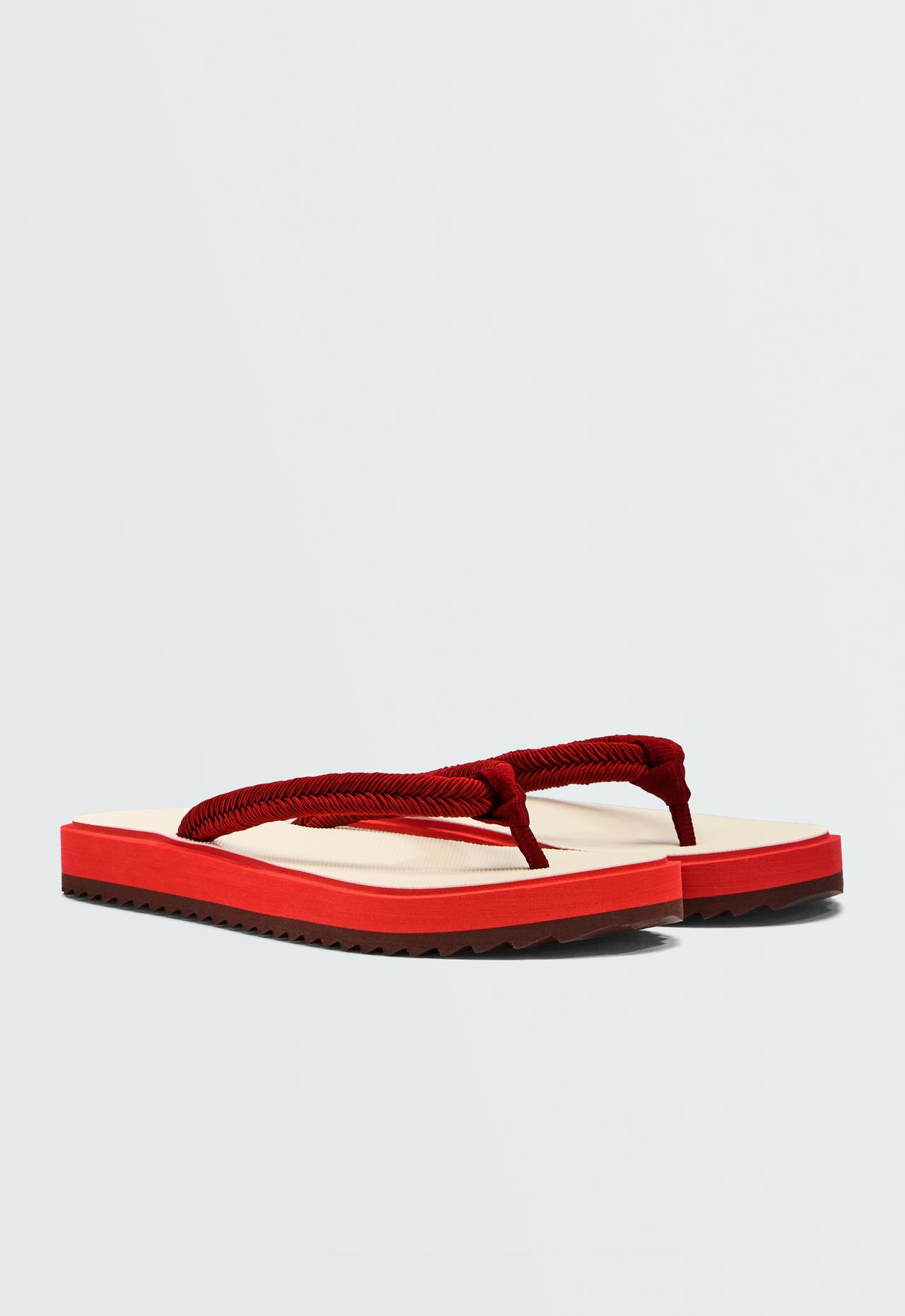 Braided rope beachwear sandals — RED