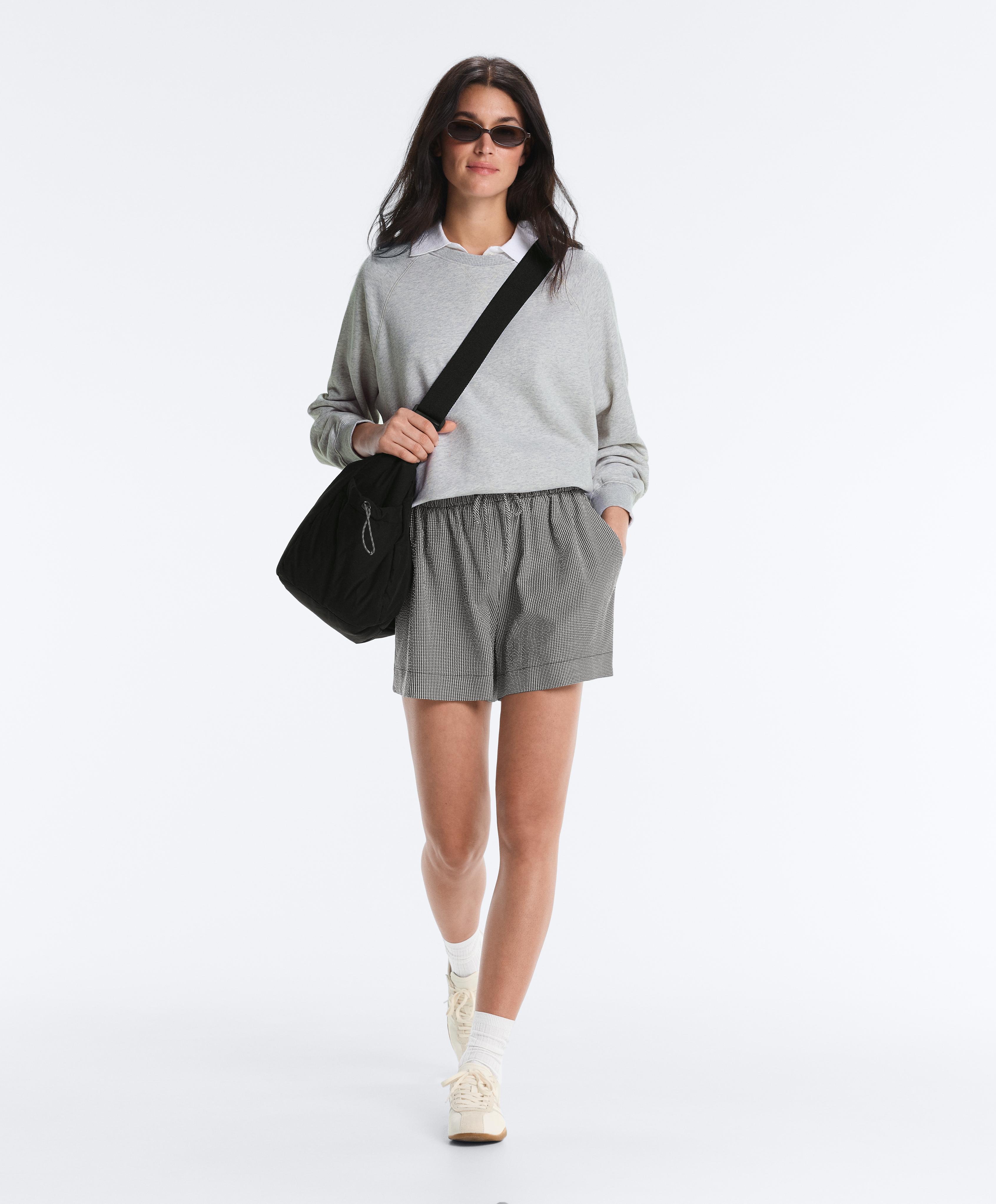 Lyocell blend gingham shorts — DUSTY BLACK