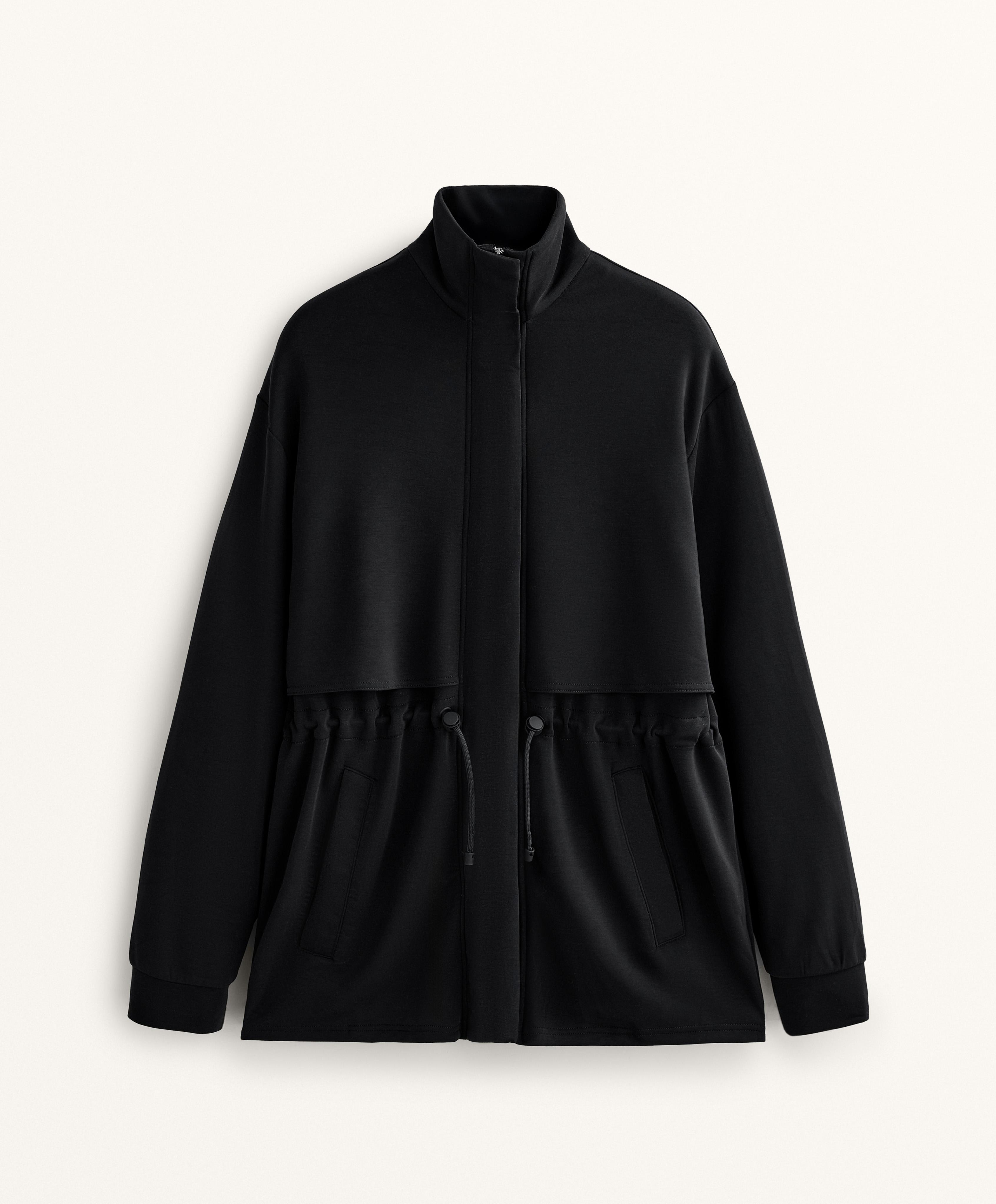 Long soft-touch jacket with modal and pockets Long soft-touch jacket with modal and pockets