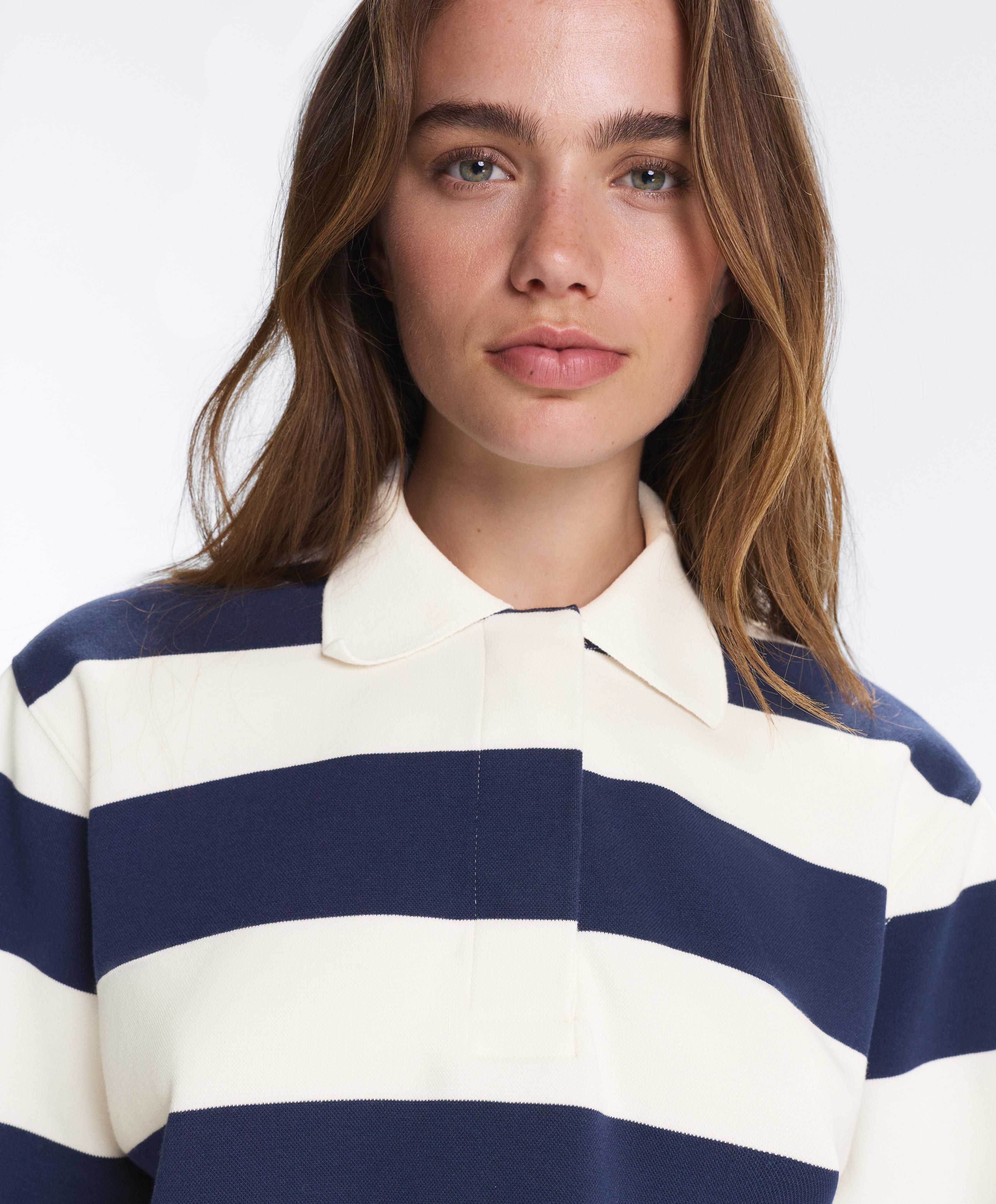 Jacquard cotton piqué polo shirt — NAVY BLUE