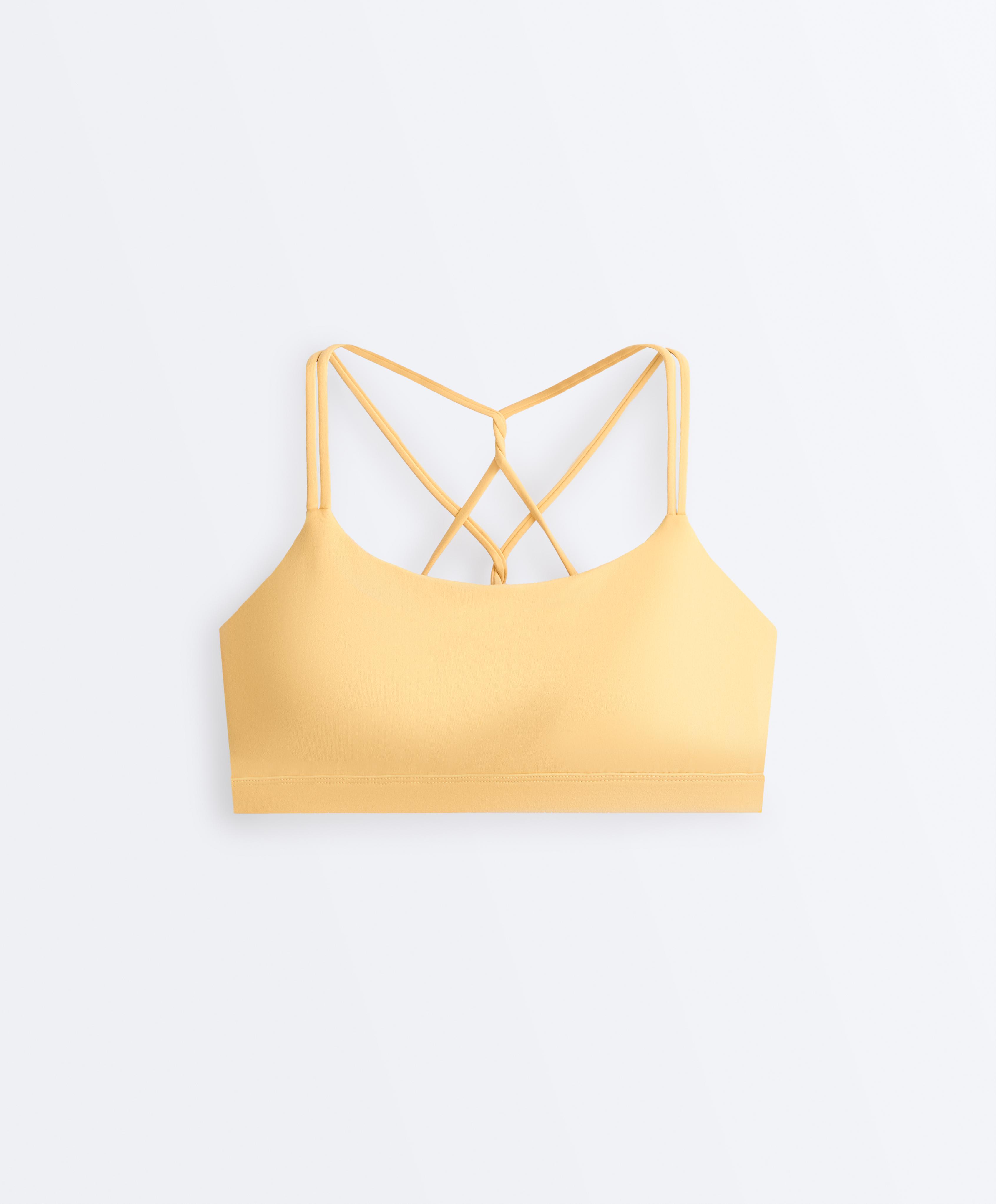 Comfortlux low-support crossover strap sports bra — BURNT YELLOW