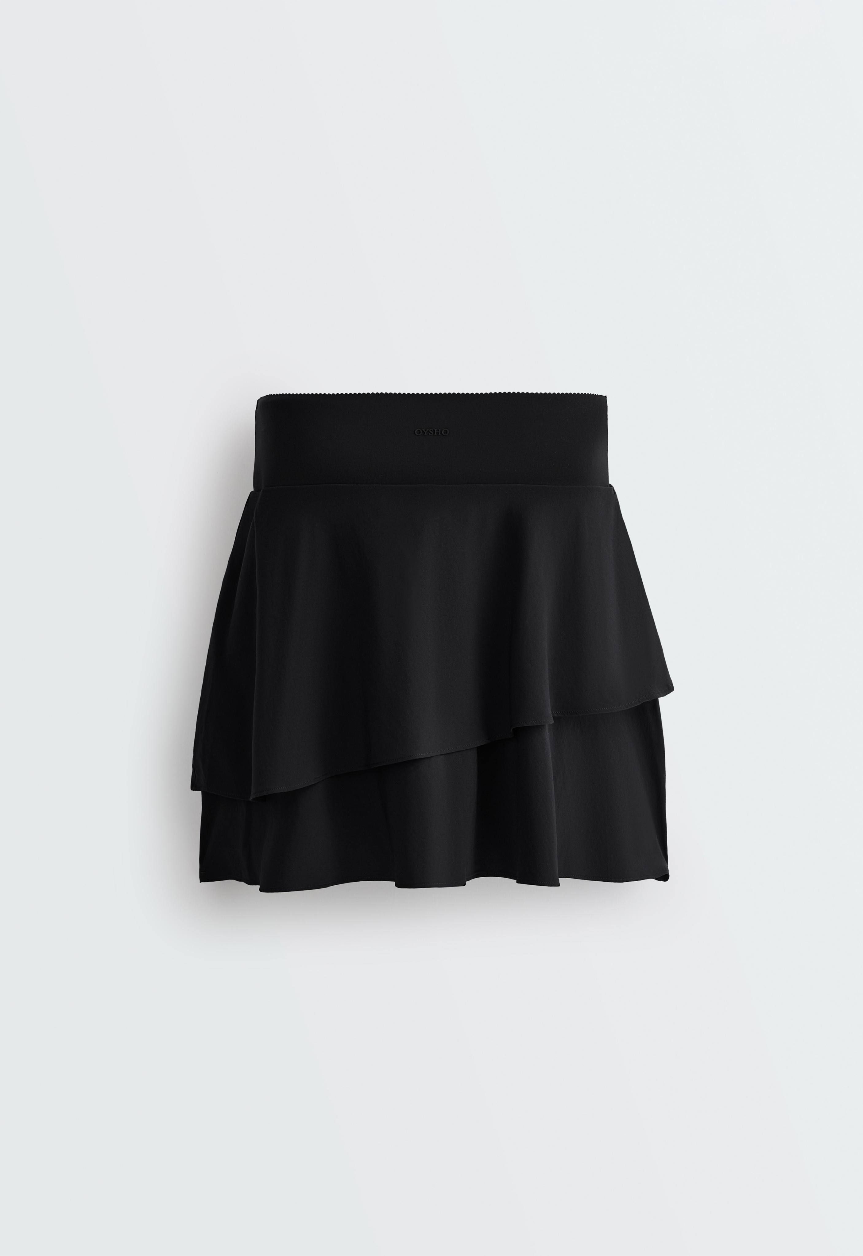 High-rise Compressive frill short skirt — BLACK