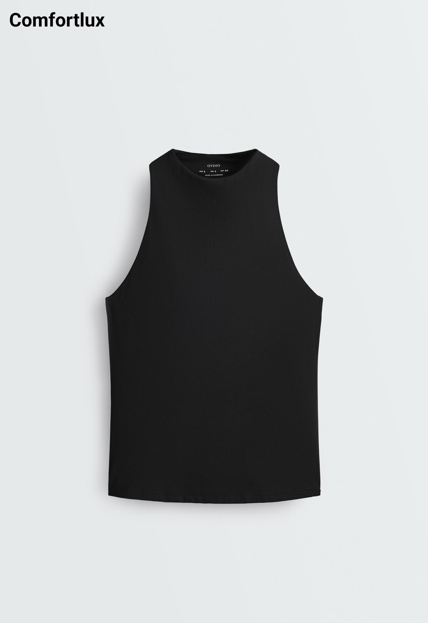Long Comfortlux halter tank top — BLACK