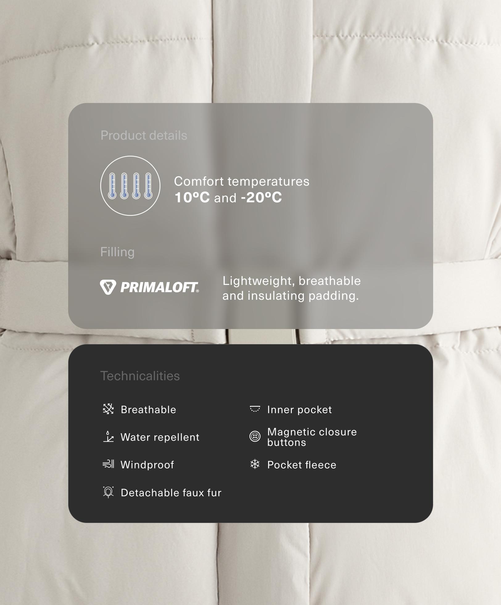 Vadderad midi-jacka vattenavvisande Primaloft® Vadderad midi-jacka vattenavvisande Primaloft®