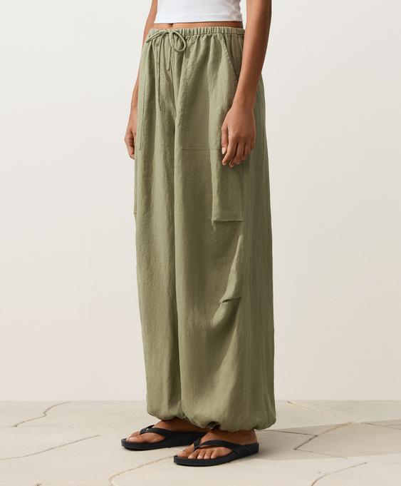 %100 keten bloomer kargo pantolon