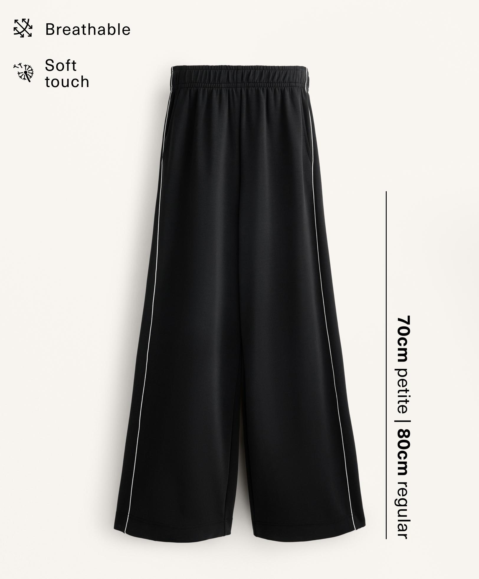 Bukser, straight fit, wide legs, med modal med applikation i siden