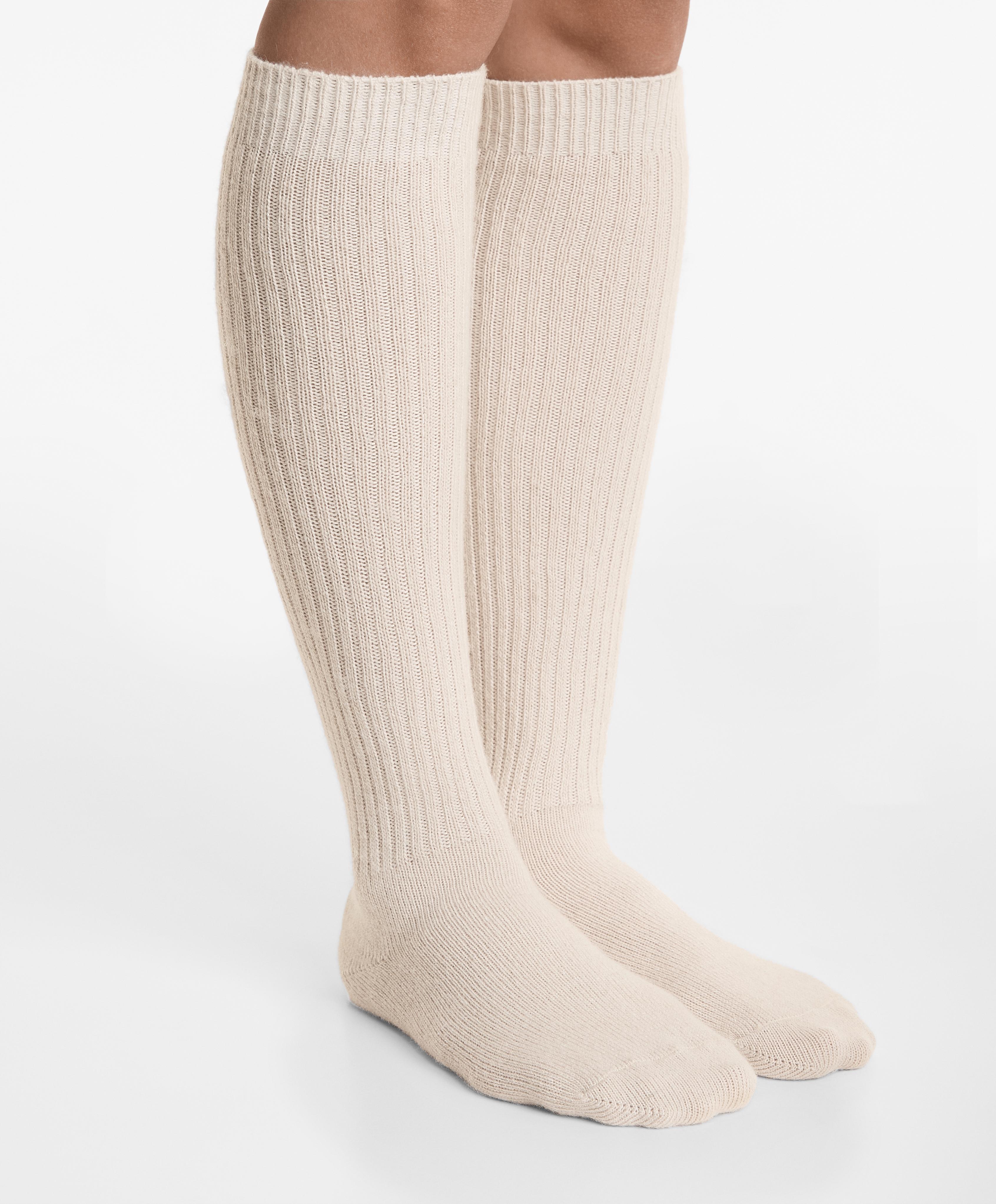 18% cashmere 13% wool long socks — STONE               