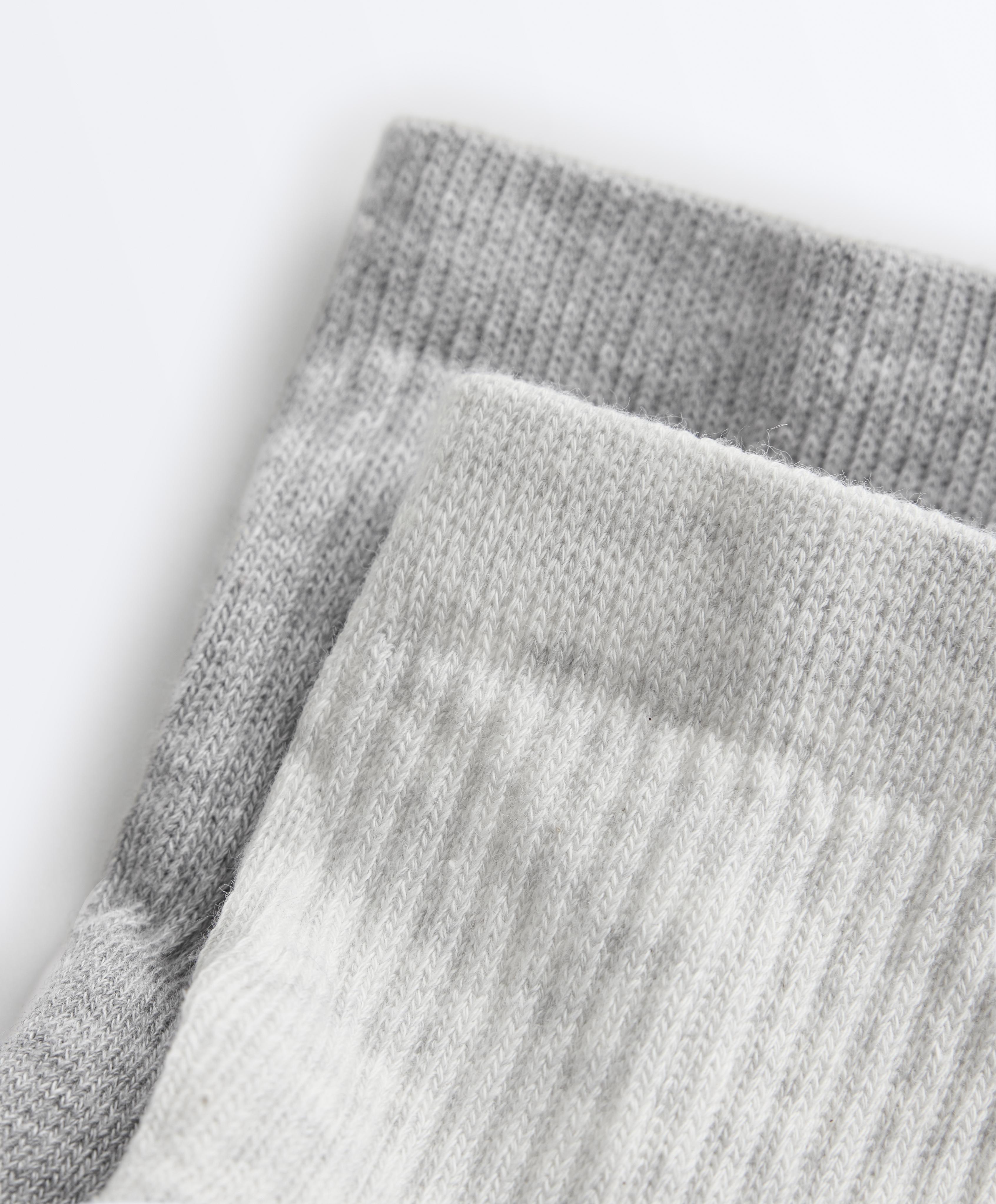 2 pairs of padded cotton quarter yoga and Pilates socks — PALE GREY MELANGE
