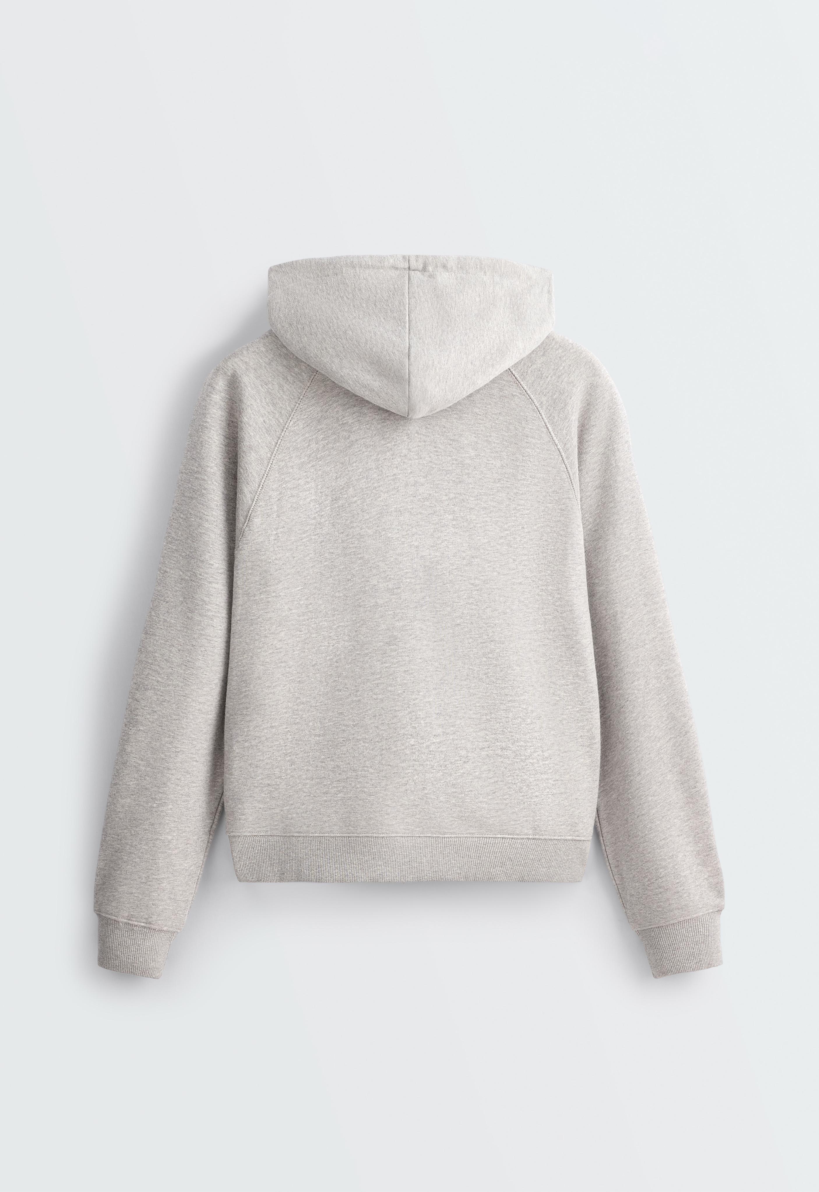 Zip-up fleece hoodie — MID-GREY MELANGE