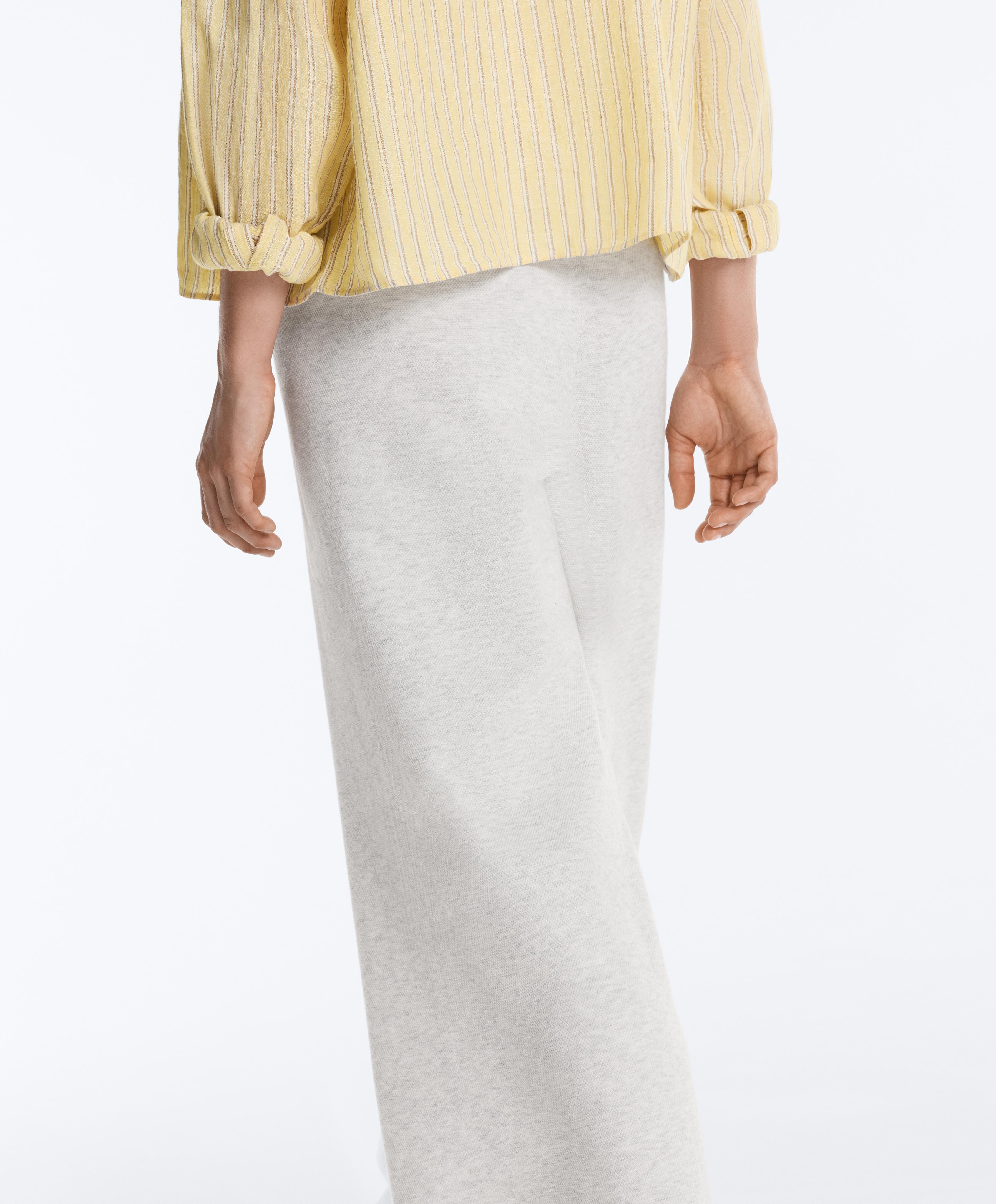 Straight-leg knit trousers — PALE GREY MELANGE